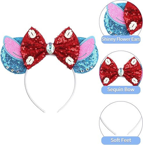 Miniatura 3 de Mouse Ears Headbands, Shiny Mouse Ears Bow Headband Mouse Ears for Women Girls Kids