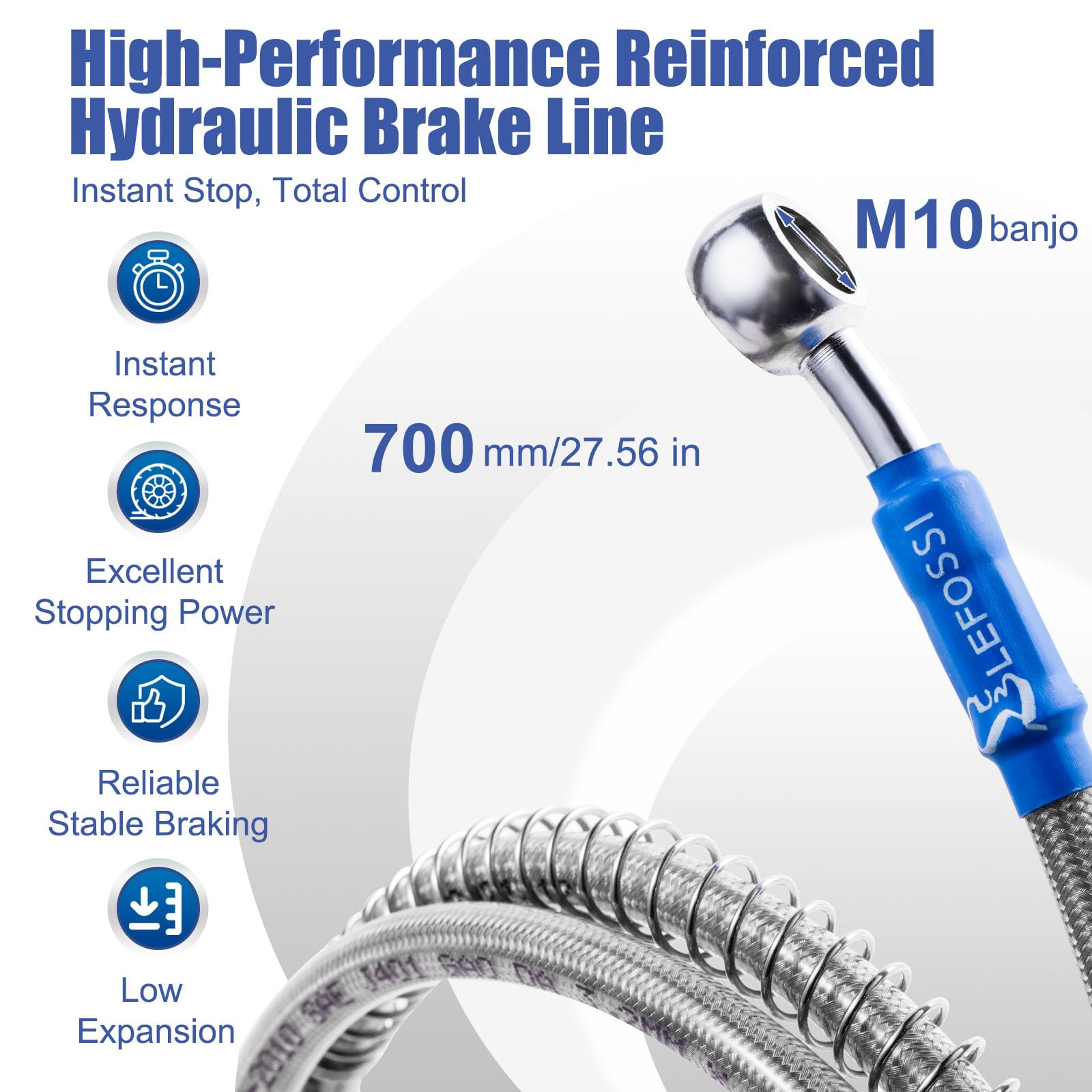 700mm 70cm LE LEFOSSI Tubazione idraulica universale Di Freno Del Motociclo Olio Tubo Linea Di Pressione Del Carburante Resistente Tubo Tubo per Pit Dirt Bike Enduro Motocross Street Bikes Sport Bikes