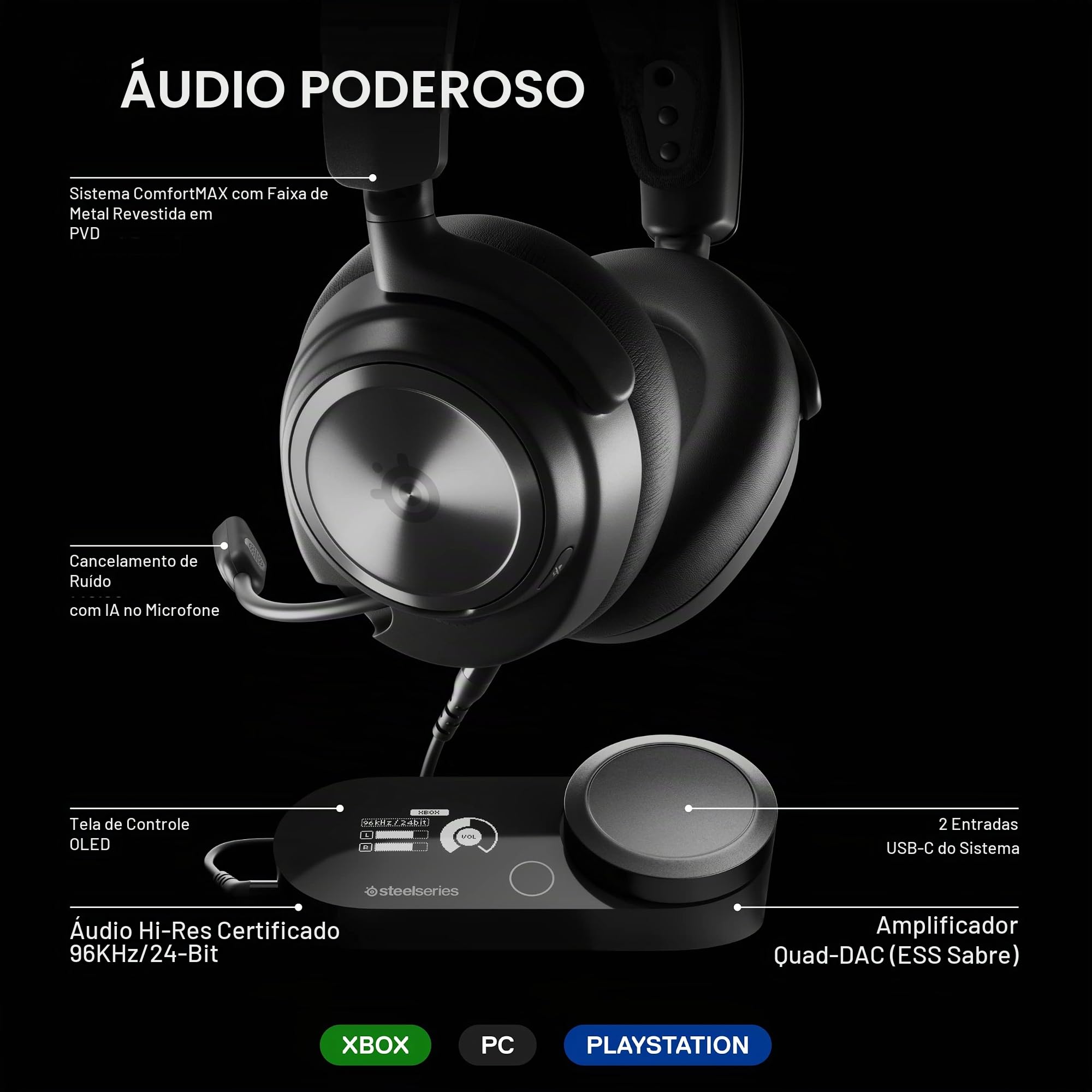 fone de Ouvido SteelSeries Arctis Nova Pro para jogos