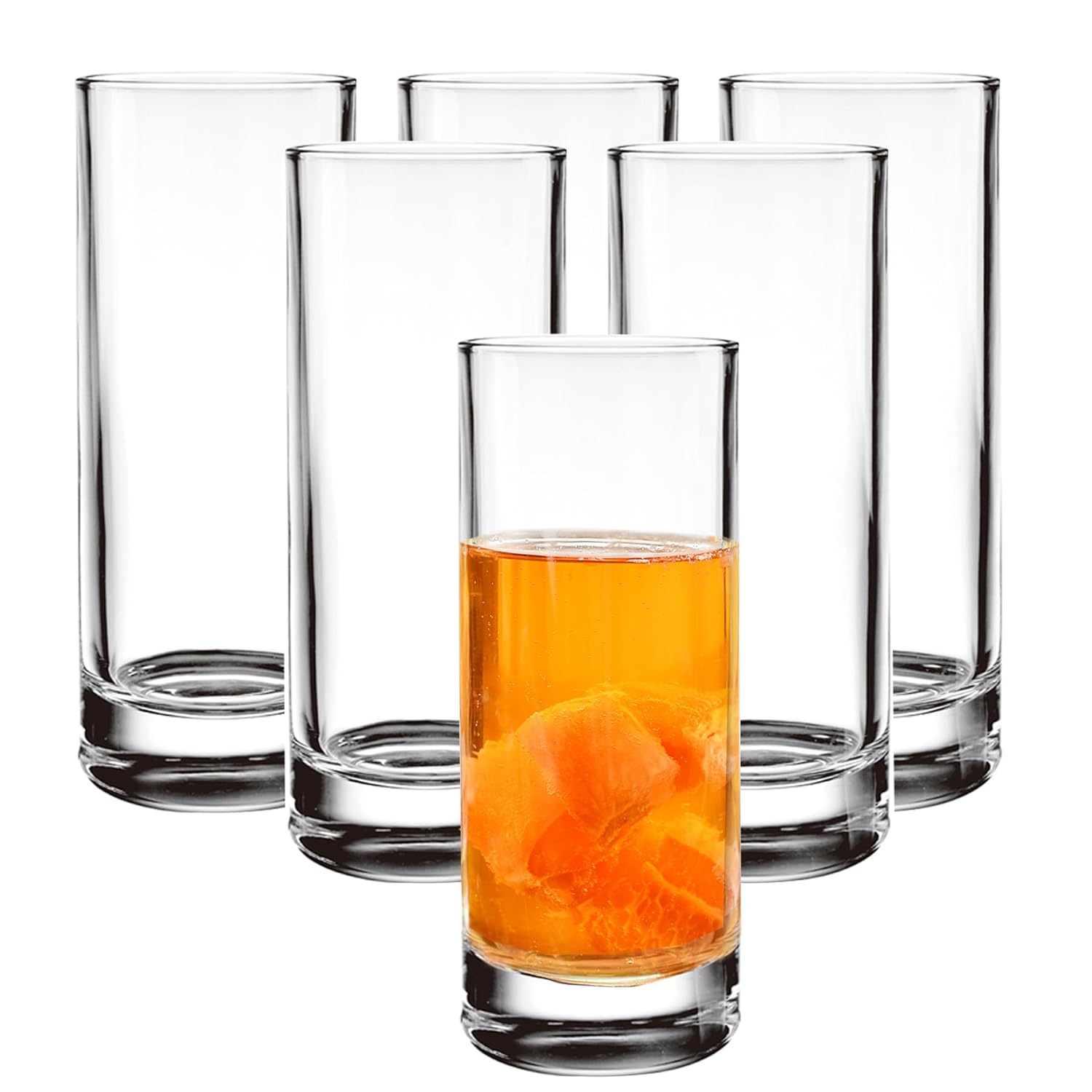 Premium Highball Glass Set - Elegant Tom Collins Glasses Set of 6-9 oz Tall Drinking Water Glasses -