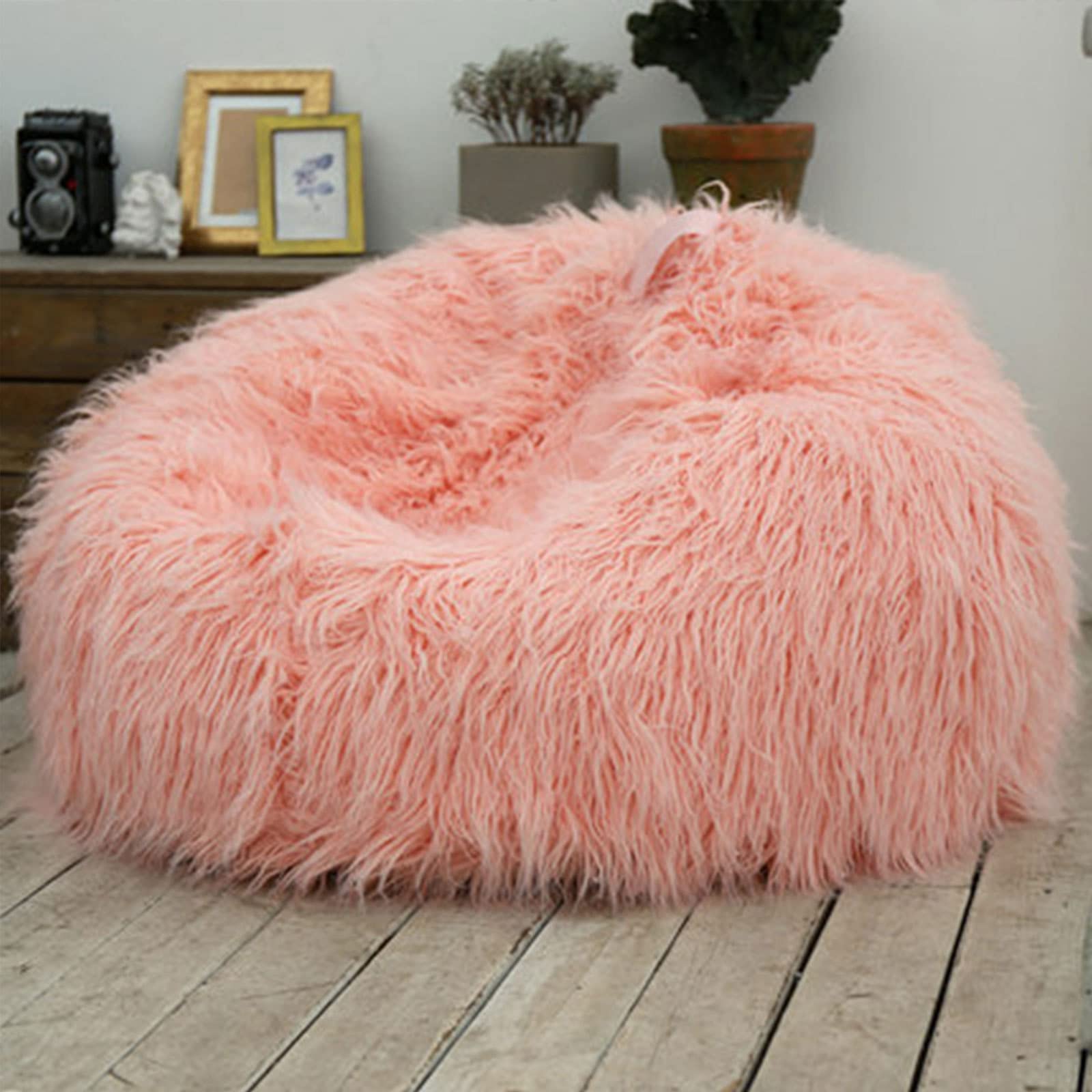 海外輸入、激レア】CASALIS Slumber Pouf ピンク Fluffy Lazy Sack Super Soft Furry Stuffed Animal Storage Bean Bag