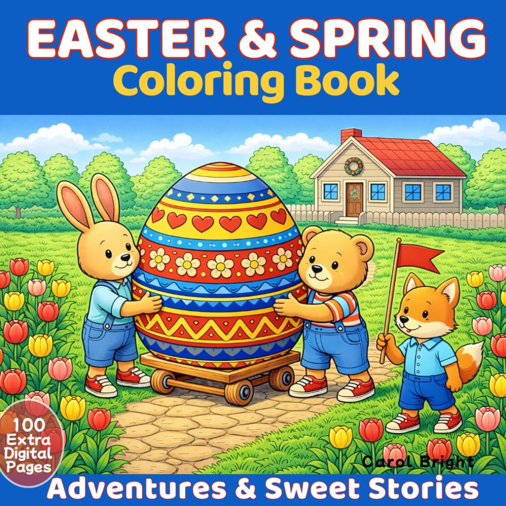 Spring & Easter Coloring Book: Adventures & Sweet Stories Perfect for Kids, Teens, and Adults Who Enjoy Story-style Scenes and Imaginative Coloring.