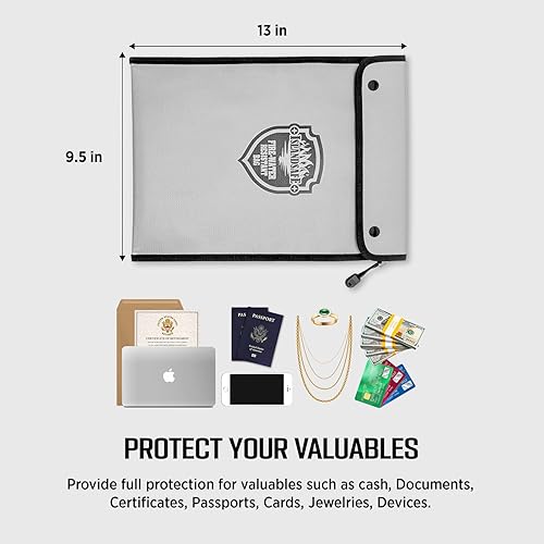 Miniatura 8 de Bolsa de documentos ignífuga, bolsillo impermeable con cierre de cremallera, bolsa de almacenamiento para objetos de valor, archivo de documentos A4