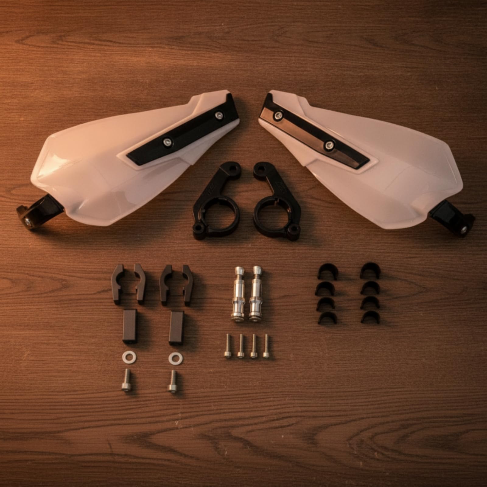 Protège-Mains avec Kit Montage Enveloppant Protège-Mains cyclette Universel Protection pour Motards, Blanc