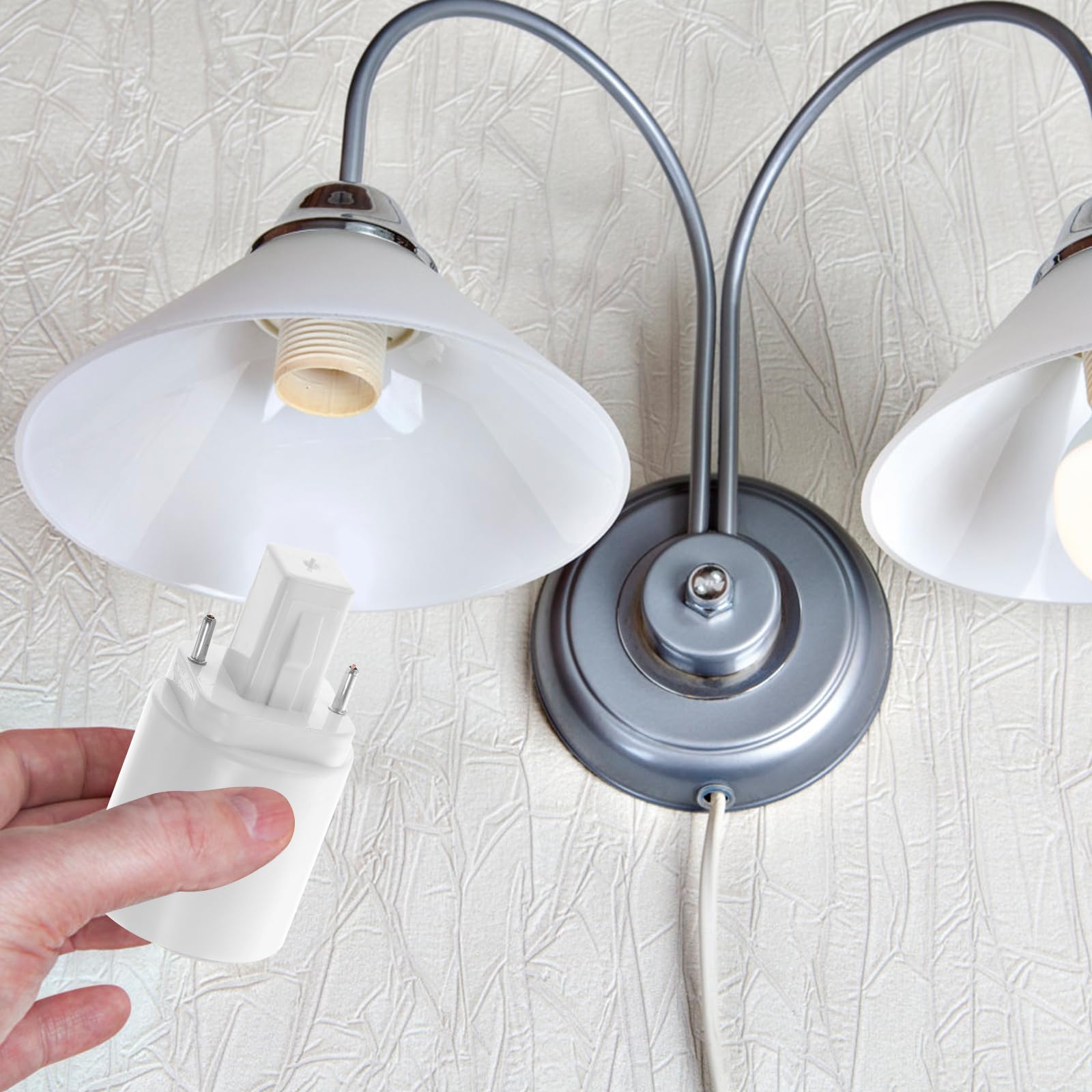 Housoutil Lamp G24 to E27 Adaptador G24D de 2 pines adaptador E27 rosca de tornillo para convertidor de bombillas LED