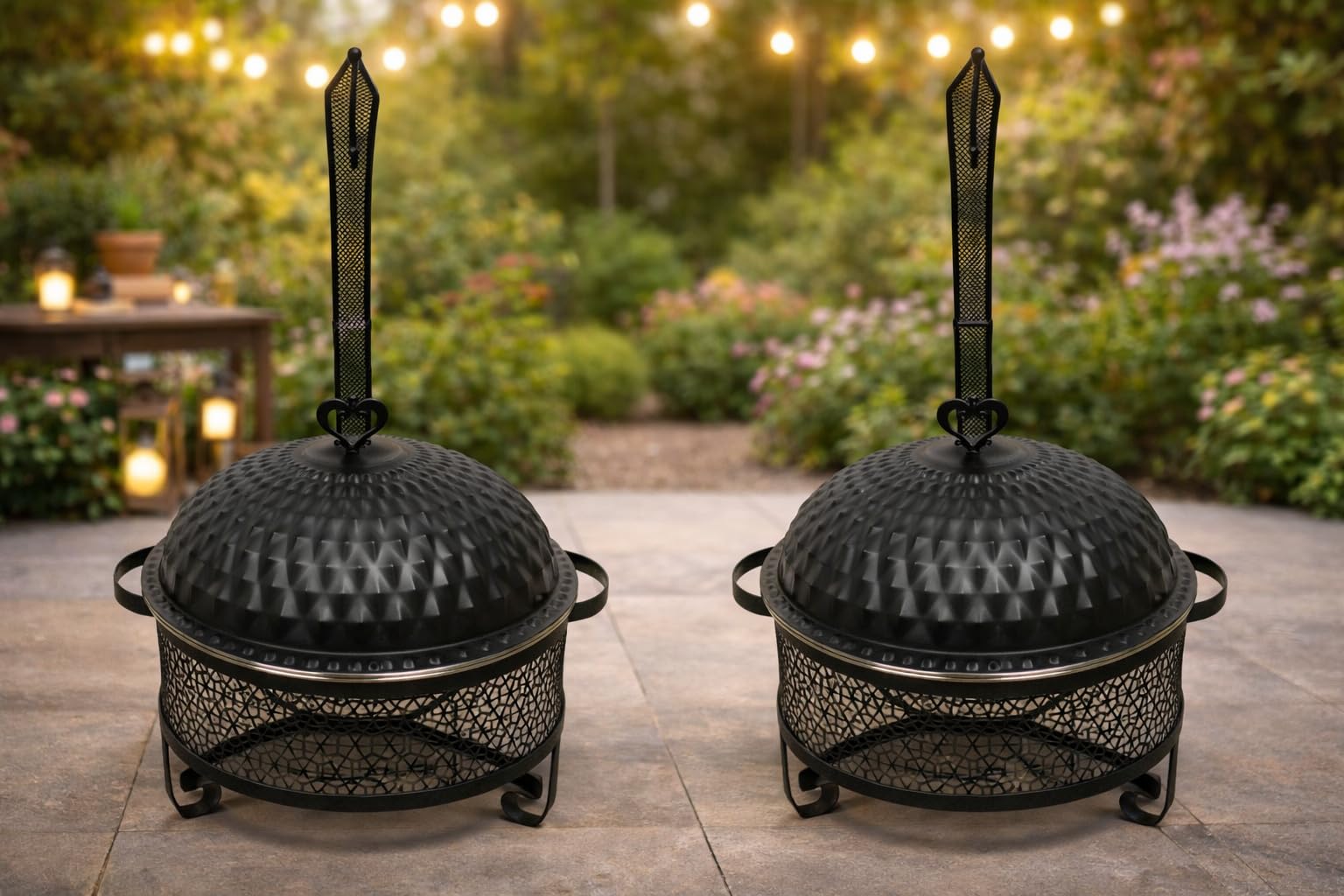Juego de 2 platos redondos de acero inoxidable de 8 cuartos de galón, protección de dedos con borde enrollado, elegantes calentadores de buffet negro y dorado para fiestas, catering, bodas y hoteles