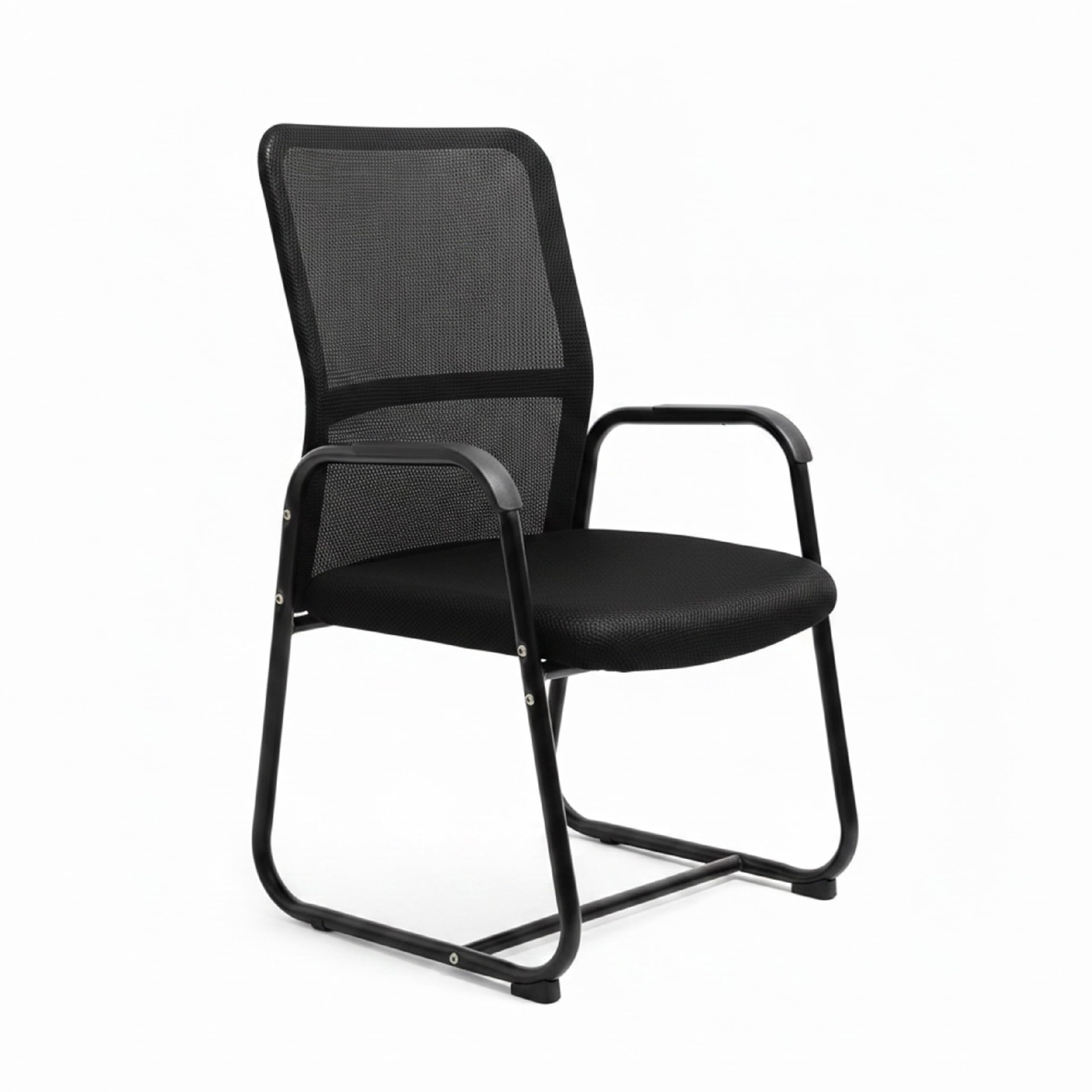 Baroni Home Silla de oficina con reposabrazos con respaldo ergonómico de tela transpirable, silla en voladizo para salas de espera y conferencias, carga 130 kg, color negro 2