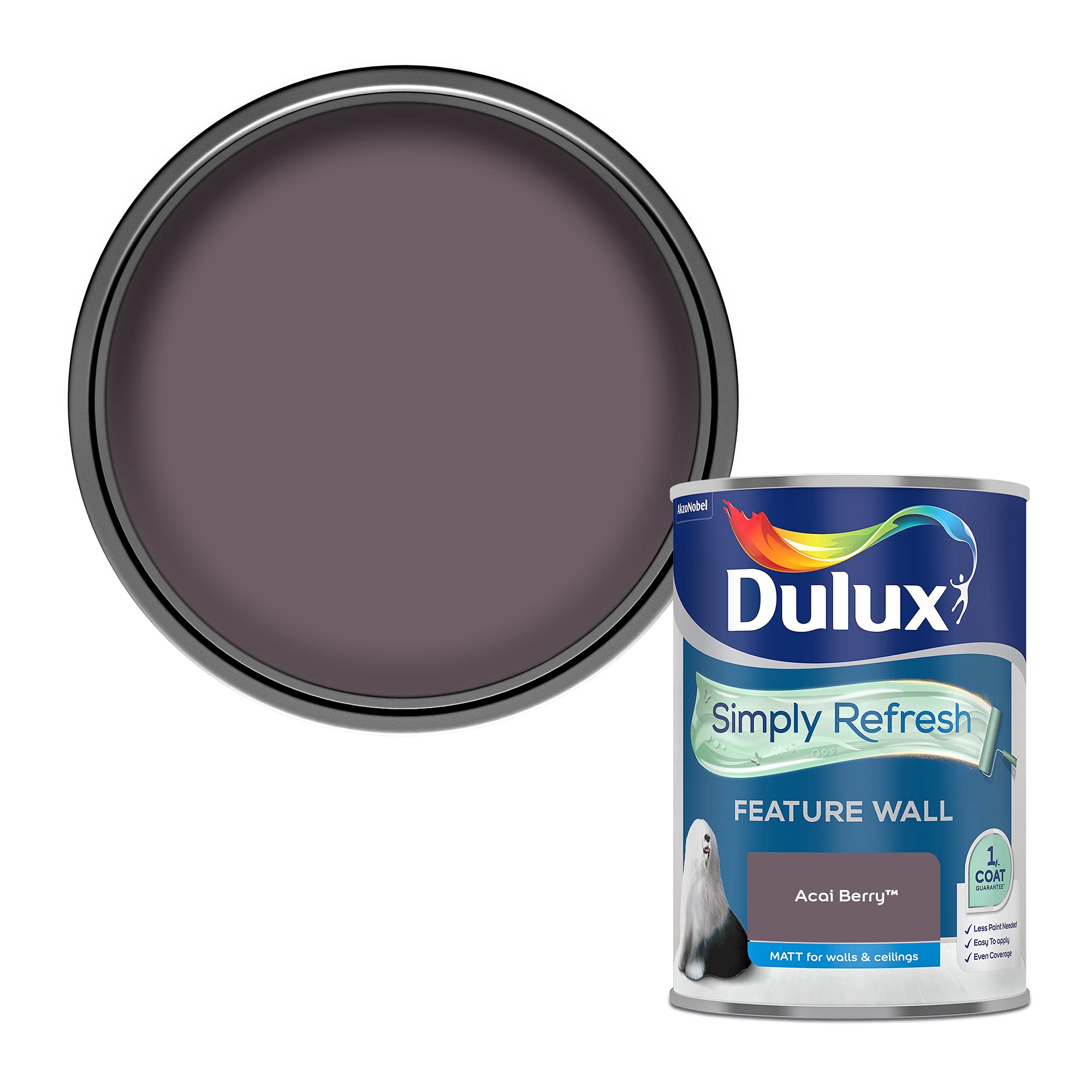 Dulux 5569241 Simply Refresh Feature Wall Matt Emulsion Paint - Acai Berry - 1.25L
