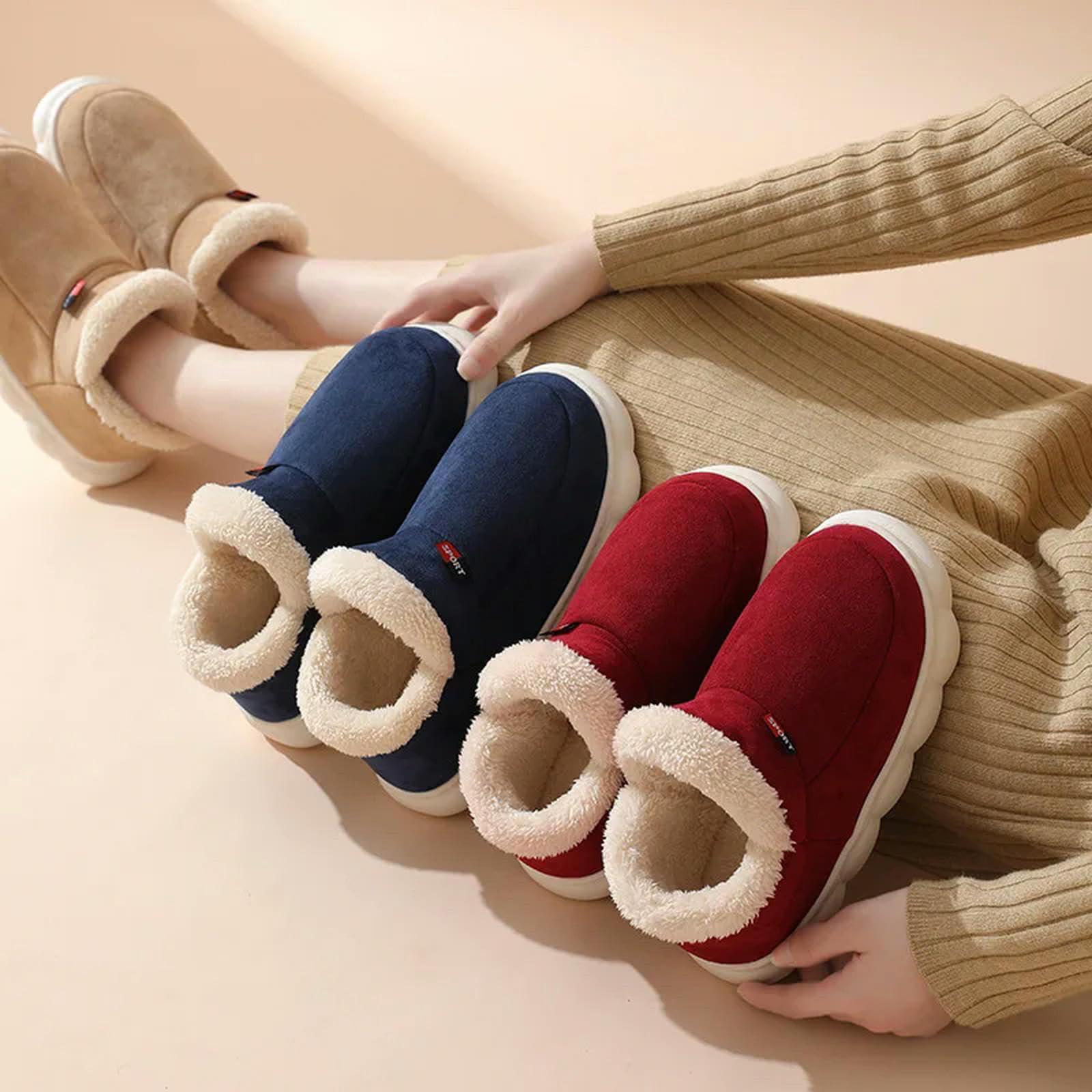 Pantofole Invernali in Cotone Peluche da Uomo Piatto Pantofole Inverno All'aperto Soffice Uomo Caldo in Cotone Stivali Accoglienti in Pelliccia- Blue1-44-45 (fit42-43)