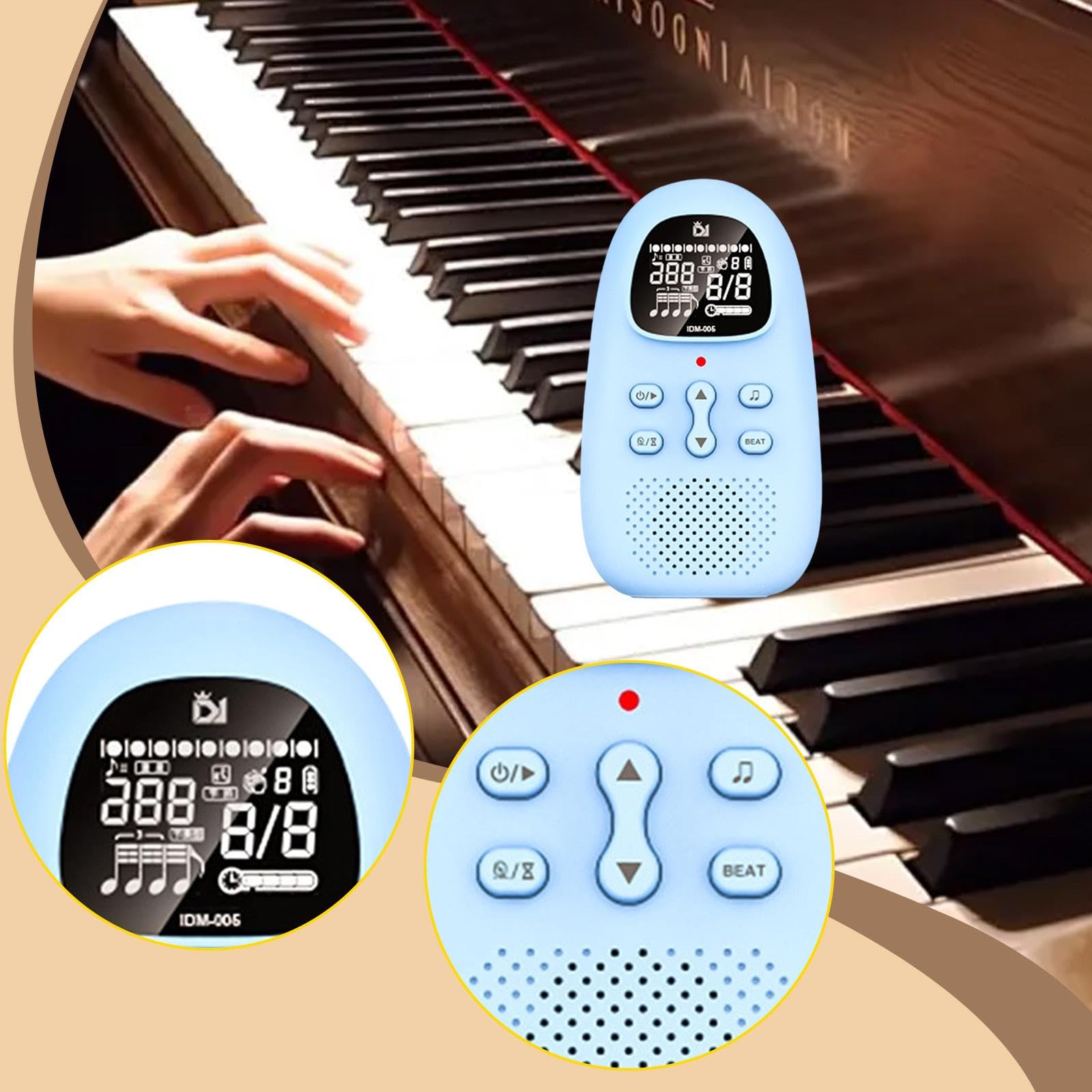 Métronome électronique Mini Métronome Numérique Générateur de Rythme Portable Multifonctionnel avec Guidage Vocal et Réglage Piano Guitare, Bleu