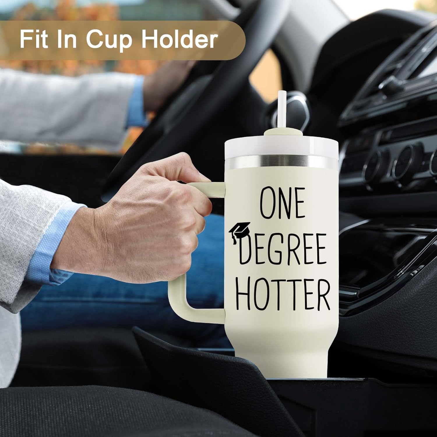 Graduation Gifts for Her, Him - 40 oz Insulated Tumbler - 2026 Funny College, Masters Degree, Phd Graduation Gifts for Women Men - One Degree Hotter - Stainless Steel Travel Cup with Lid & Straw 40 oz - Image 7