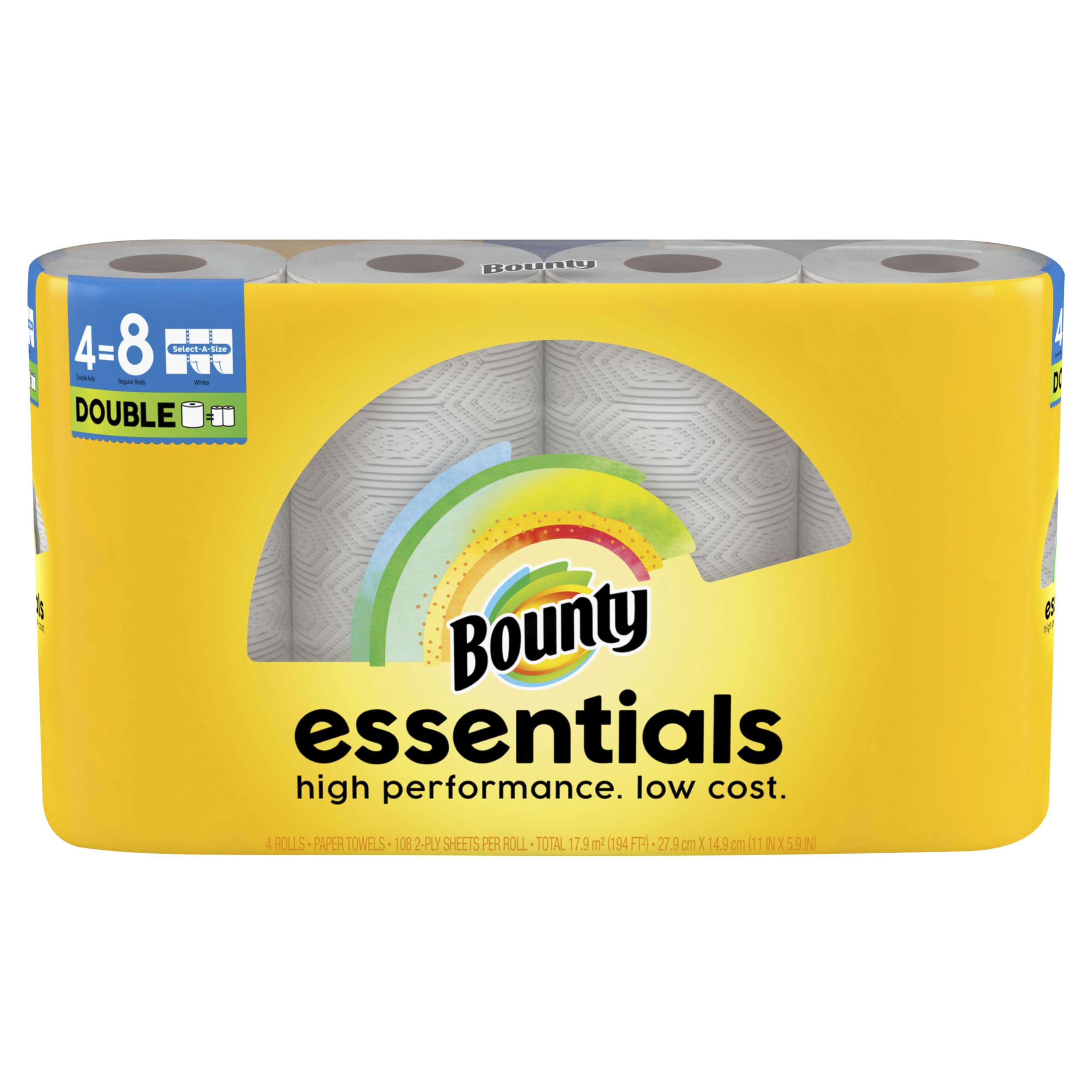 Bounty Essentials Select-A-Size Paper Towels, 4 Double Rolls | Value Pack for Indian Households - main product image