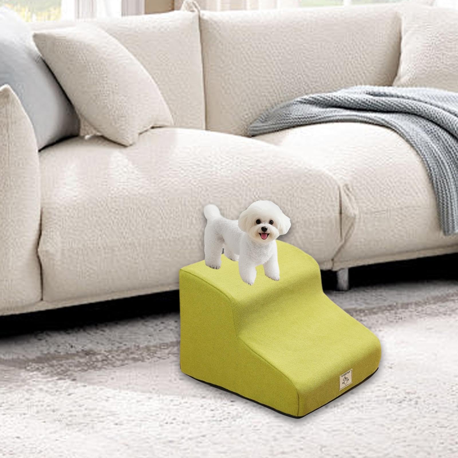 Baoblaze Scala per cani a 2 gradini, rampa per animali domestici, fodera rimovibile e lavabile, scale per animali domestici per divano, auto, casa, Giallo