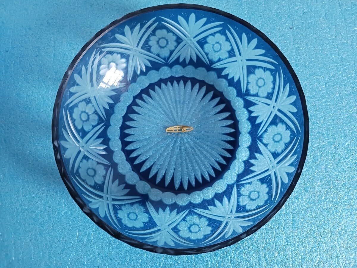 切子　盛鉢 Amazon.co.jp: 藍色切子 盛鉢 直径19cm 深皿 樋口陽久 曽根工芸 SONE