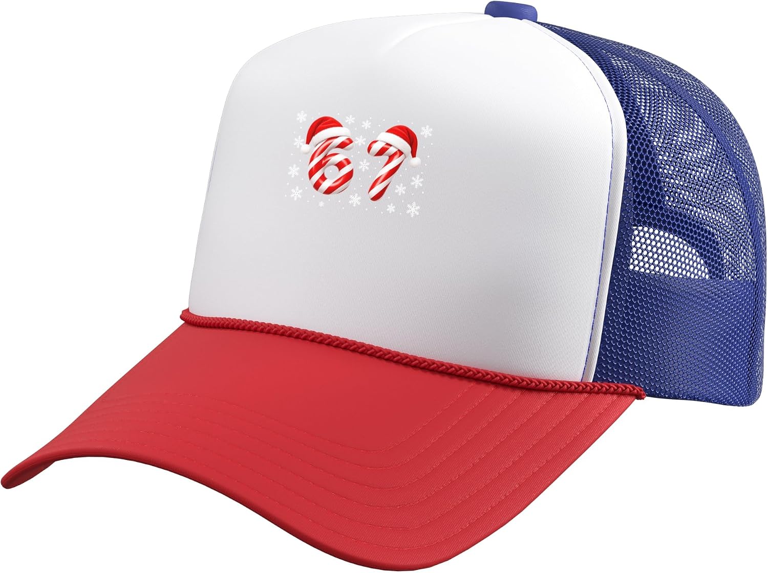 Viral 67 Candy Canes Santa Holiday Kids Humor Trucker Hat with Adjustable Mesh Back