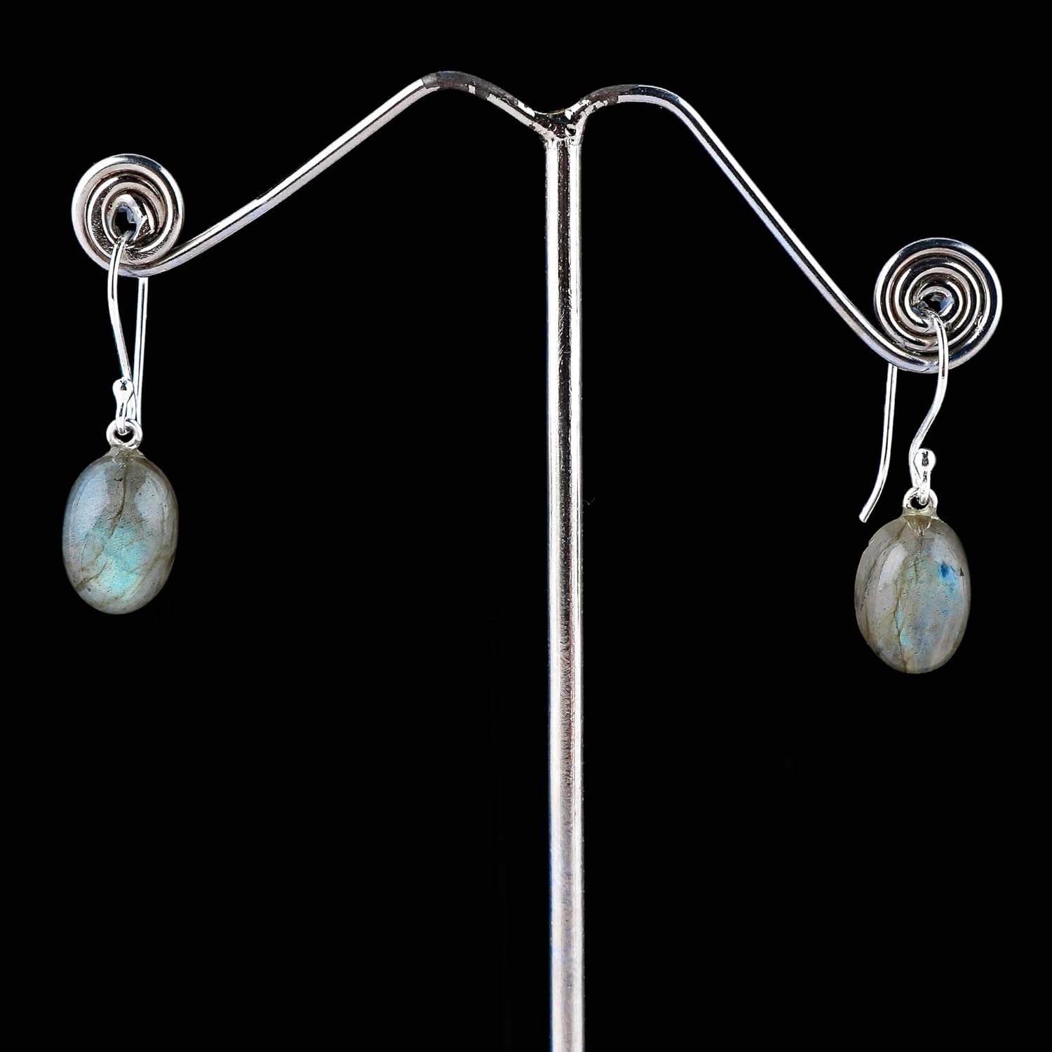 925 Sterling Silver Designer Earrings, Natural Labradorite Gemstone, Handmade Bohemian Jewelry, Healing Crystals Earring for Women, Christmas Gift (Approx.14x10mm) - Image 5