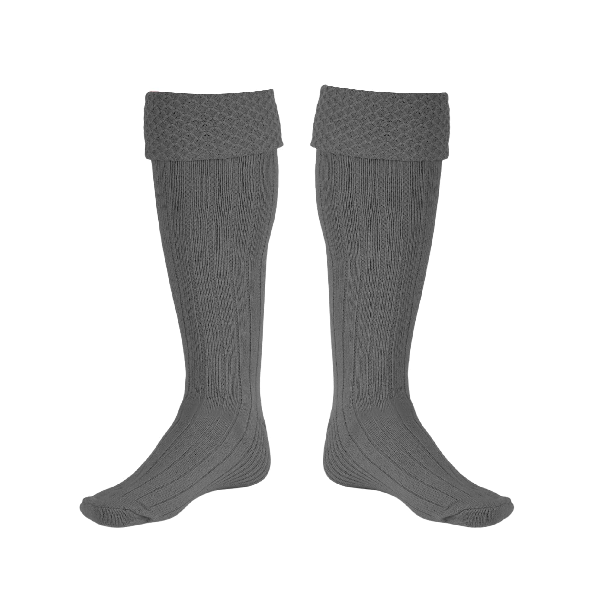 Allsafe Traders Scottish Bubbles And Square Kilt Hose for Men, Ribbed Socks for USA Shoe Sizes, Light Grey, Medium