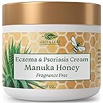 Manuka Honey Eczema Cream Moisturizing Lotion Fragrance Free For Psoriasis Relief - Itchy, Dry Skin Rash Ointment - Skin Soothing Moisturizer - Body & Face Cream - Kids & Adults 8oz