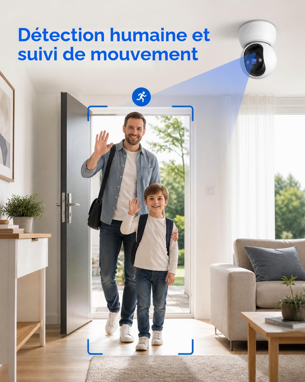 Caméra de sécurité d'intérieur inclinable 5G/2,4 G, 1080p pour moniteur de bébé/personne âgée, caméras de vidéosurveillance WiFi, sirène d'alarme, vision nocturne, conversation bidirectionnelle, SD