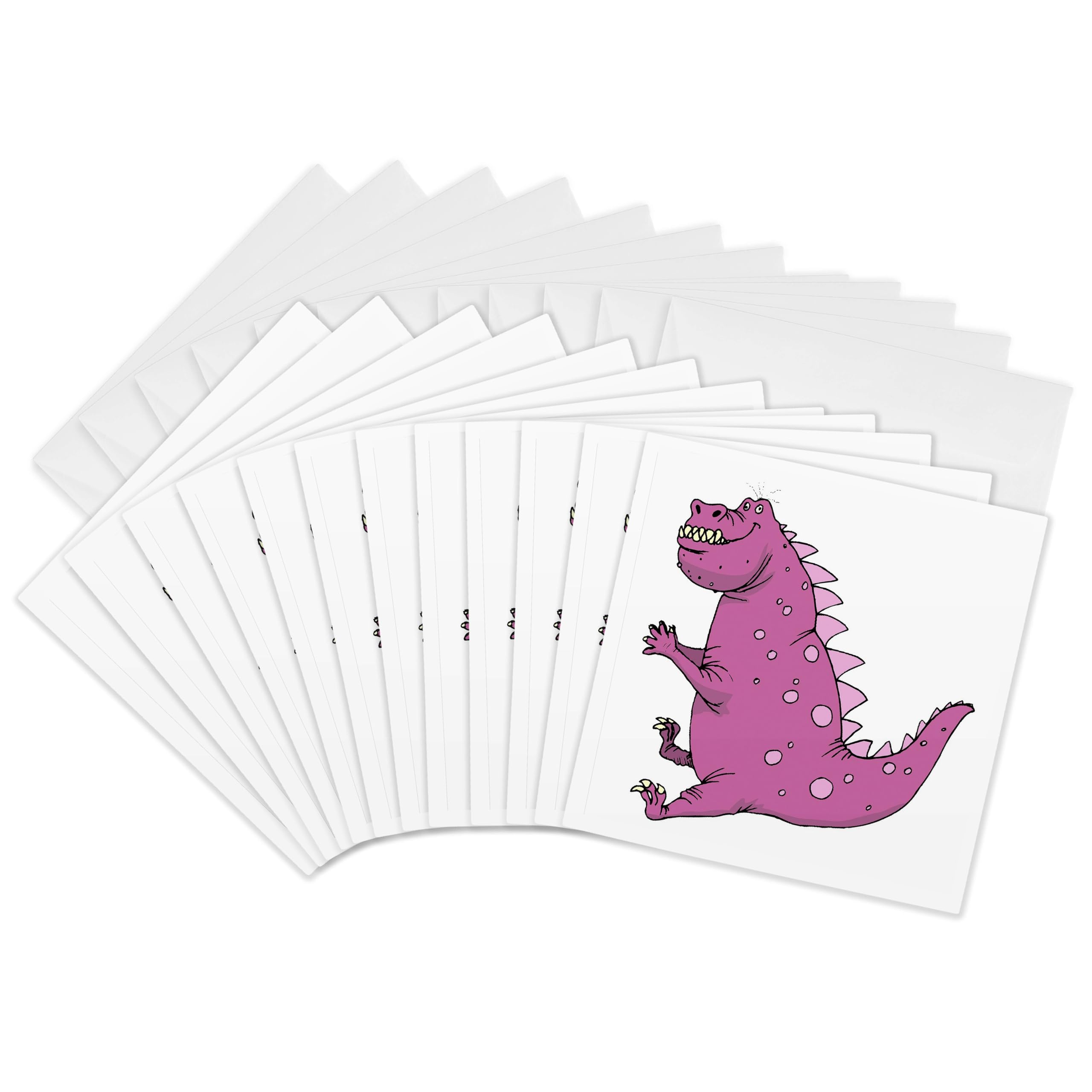 3dRose gc_38998_2 6 x 6-Inch "Cute Hot Pink Dinosaur" Greeting Card (Pack of 12)
