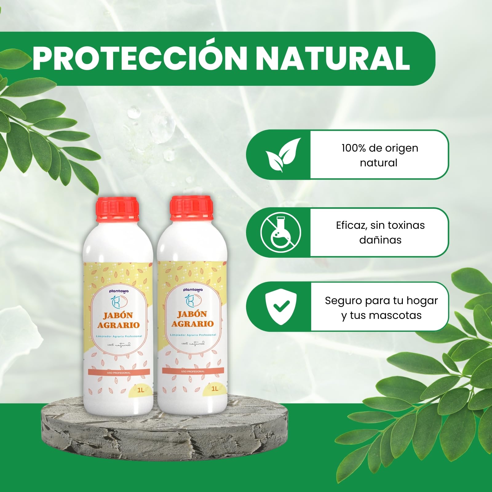 PLANTAWA Savon de Potassium 2x1L| Savon Agricole à Haute Concentration pour la Lutte Contre les Parasites et les Insectes | Savon Insecticide | Savon Noir pour vos Plantes et votre Jardin
