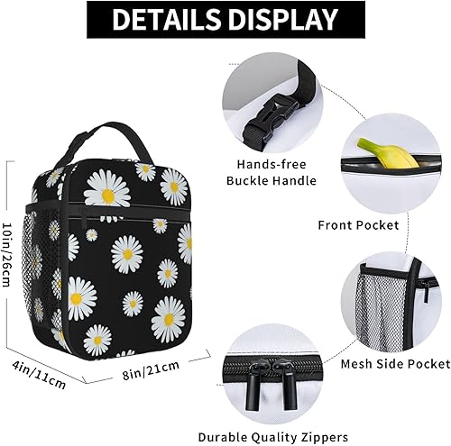Miniatura 3 de Daisy - Bolsa de almuerzo con diseño floral vintage para hombres y mujeres, reutilizable, aislada, bolsa de almuerzo portátil