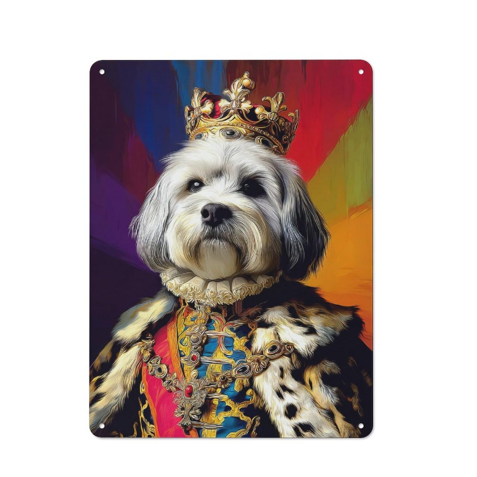 Junmoney Royal Canine Majesty Portrait -6 Character Decorative Tin Plaque 40X30cm Featuring Small Space Decor For Bedroom, Kitchen, Office Or Living Room