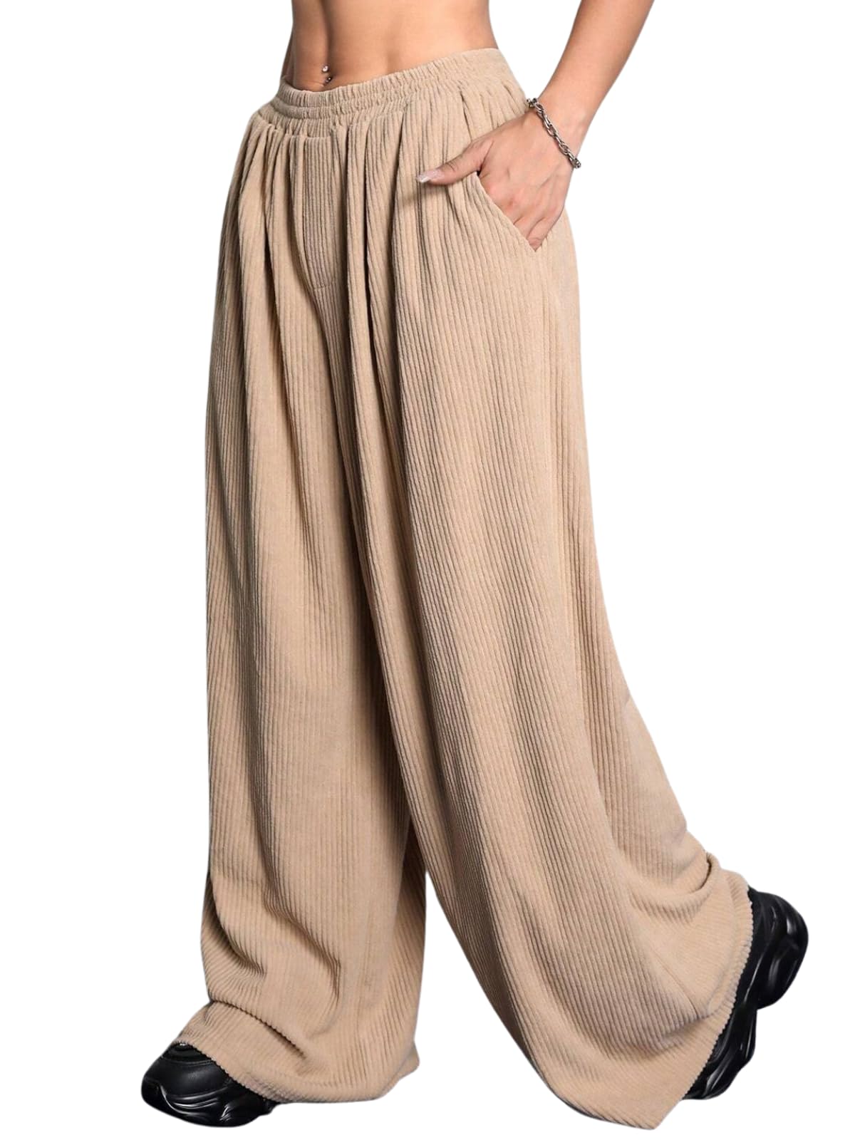 Berrylush Women High Waist Trousers Korean Pants Stylish Flared Formal Pants for Womens in neutral