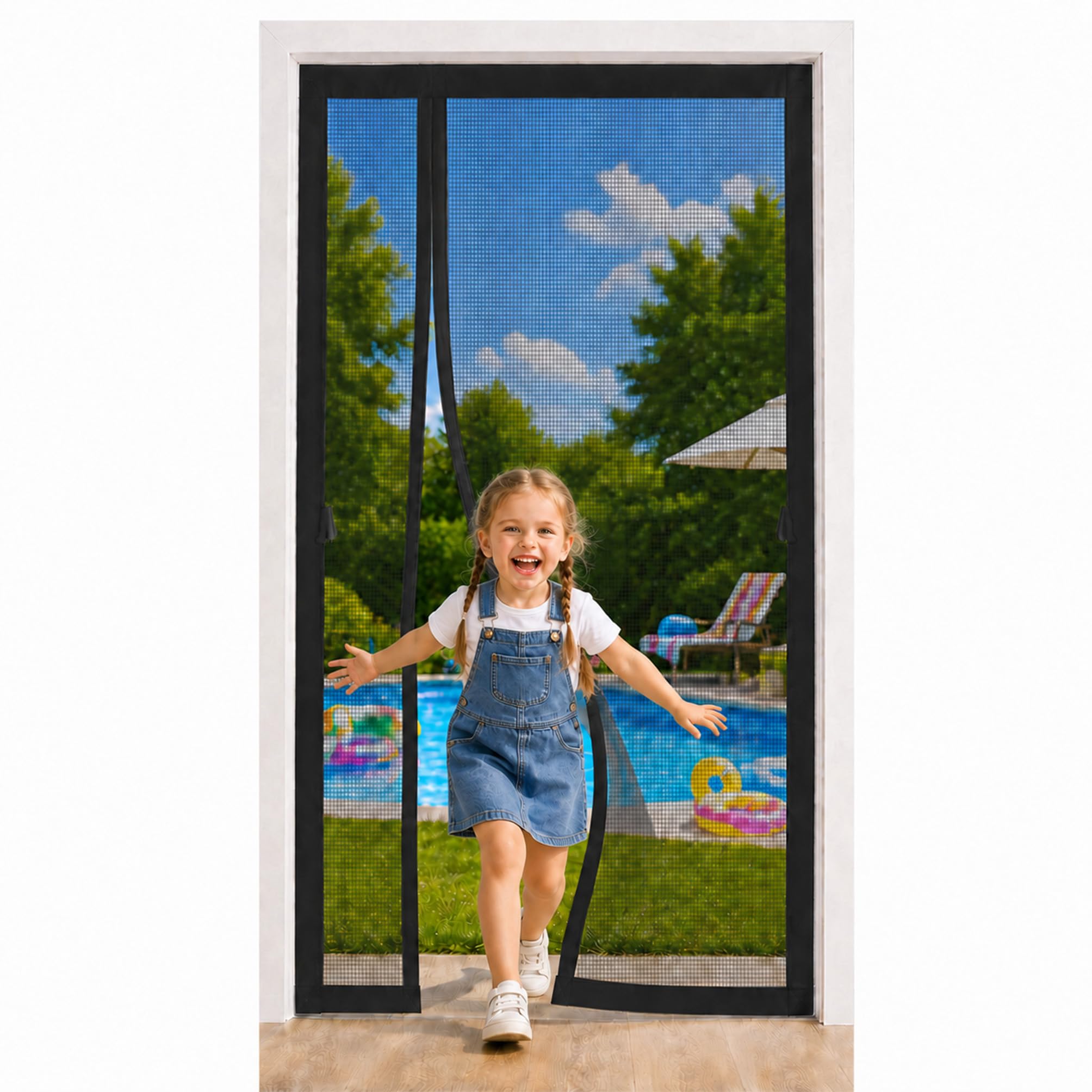 Zanzariere Per Porte Con Apertura Laterale Nero 160x220cm Cinturini Di Fissaggio Per Tenere La Tenda Aperta Nei Passaggi Frequenti Porte Verso Giardino Balcone E Cortile