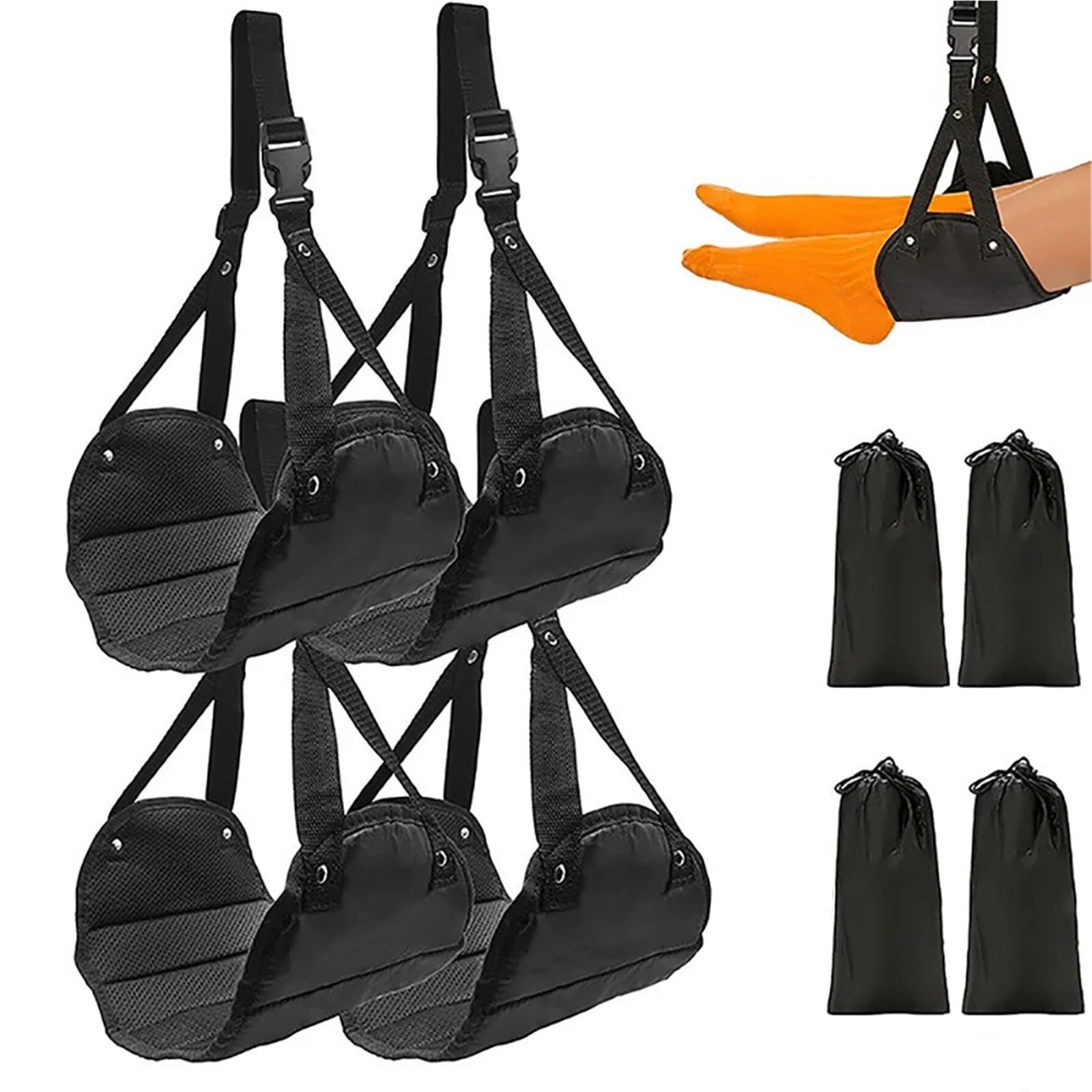 Amaca poggiapiedi regolabile portatile for viaggi in aereo, volo lungo, autobus, treno, ufficio, accessori da viaggio for(Dark blue)