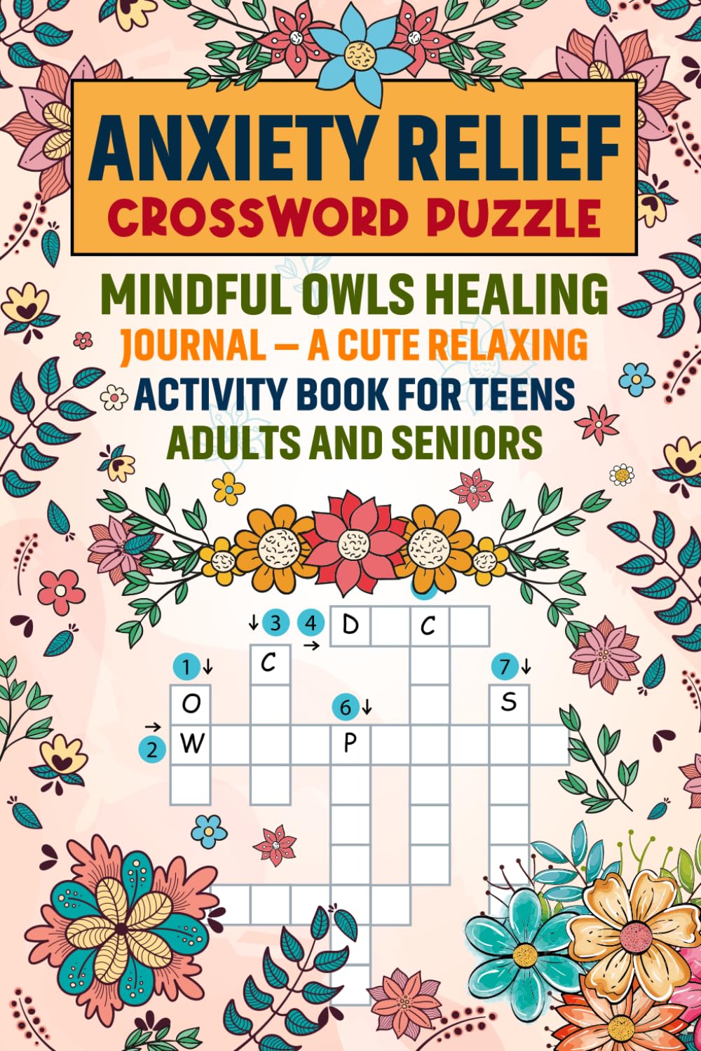 Anxiety Relief Crossword Puzzle Mindful Owls Healing Journal A Cute