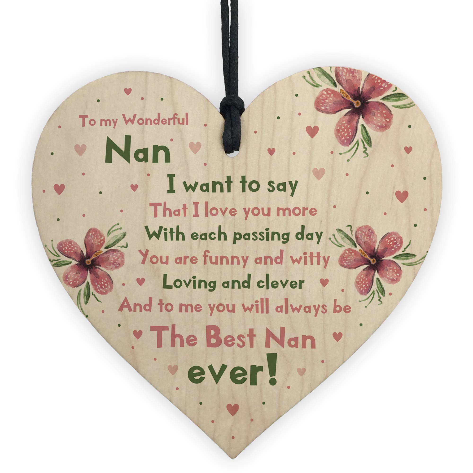 Special For Nan Wooden Heart Nan Birthday Grandparent Plaque Love Sign Keepsake