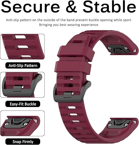 Miniatura 4 de Miimall Correa de repuesto compatible con Garmin Fenix 7 Band de ajuste fácil de 0.866in de ancho, silicona suave, impermeable, para Garmin Fenix 77