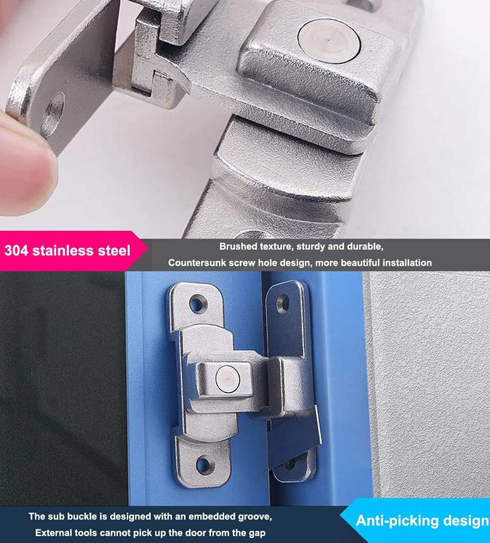 Portable Door Lock, Barn Door 90 Degree Flip Door Lock,Right Angle Bent Door Buckle Bolt,Door Latch Lock Buckle Bolt Lock,Stainless Steel Sliding Door Latch