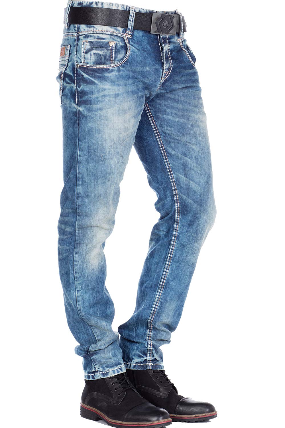 Cipo & Baxx Herren Jeanshose | Regular, Straight & Slim Fit | Destroyed & Used Denim | Moderne Casual Freizeit Hose