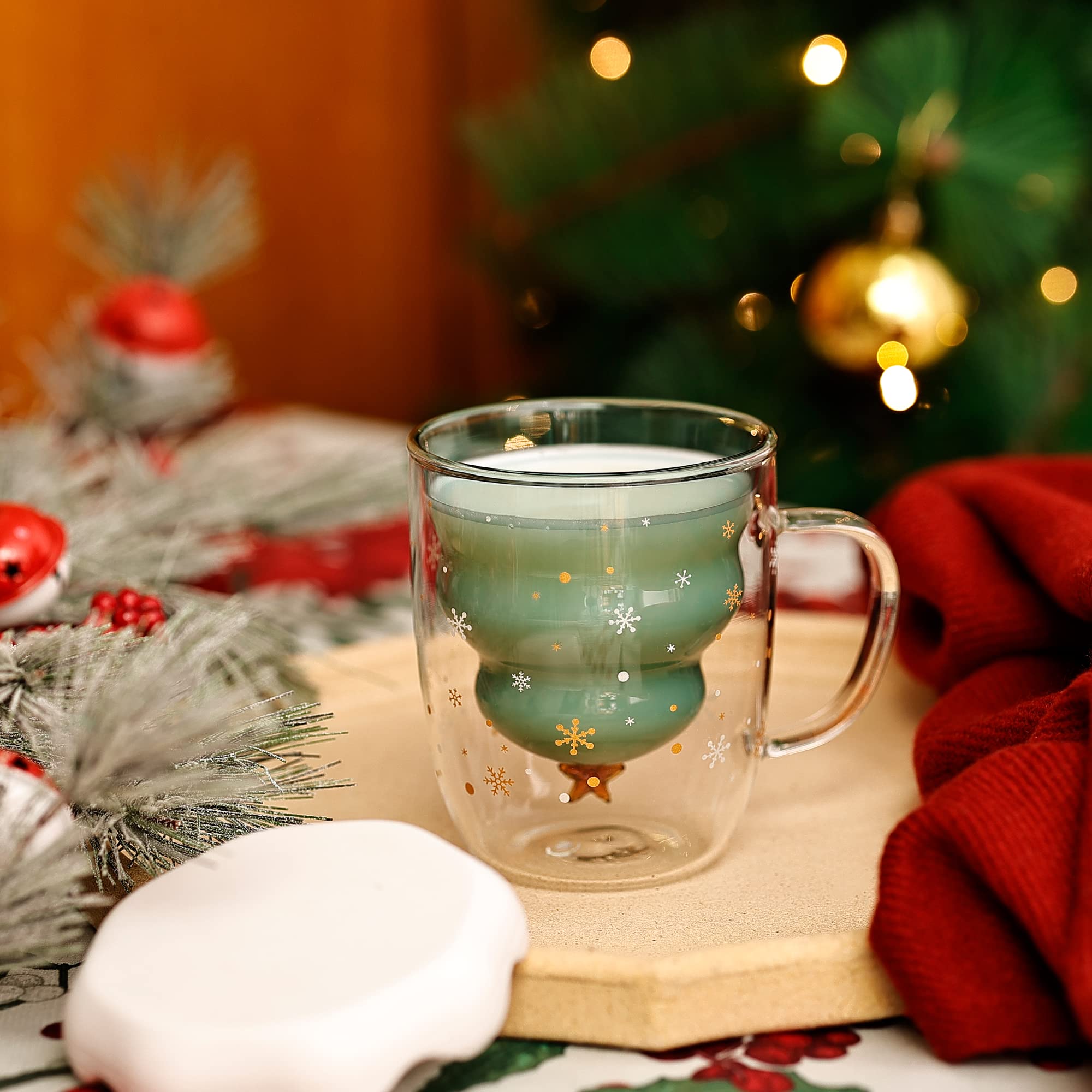 TSLBW Kerst koffiemok schattige kerstboom mokken dubbelwandige