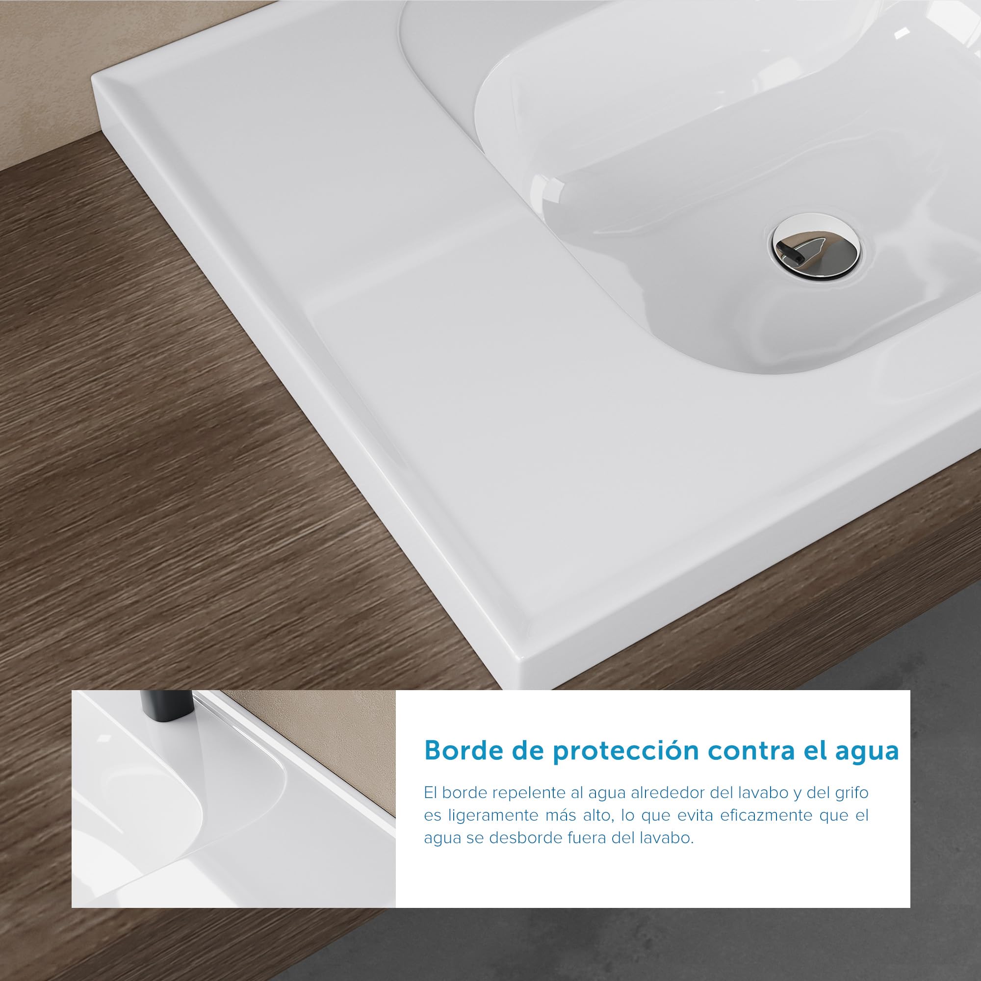 doporro Lavabo encastrado blanco para baño 60x50x16.5cm Colossum3601 lavabo de mármol fundido