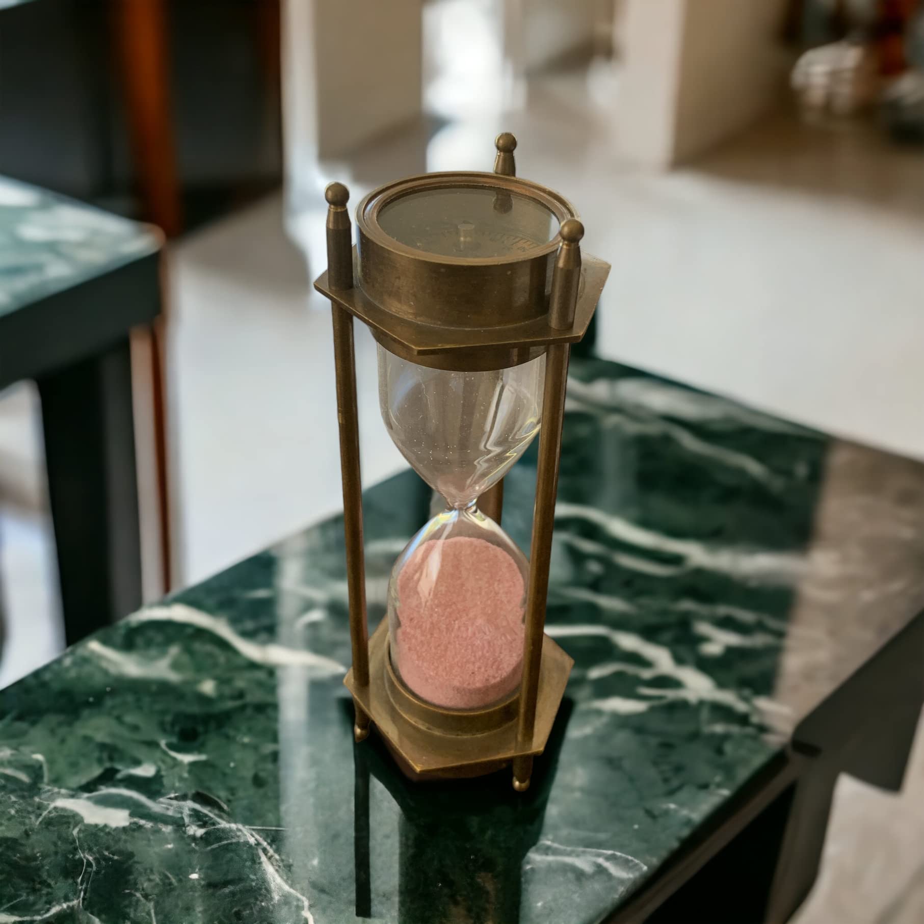 Hexagonal SANDTIMER | 3 Minute | Functional Compasses on Both Sides | Egg timers | Hourglass | Great Gifts