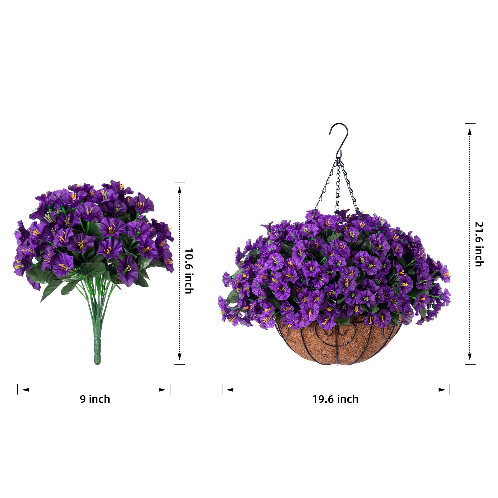 Künstliche Hängende Herbstblumen Mit Korb – 12 Bünde, UV-beständig, Für Veranda, Terrasse & Balkon, Dekoration Ohne Gießen