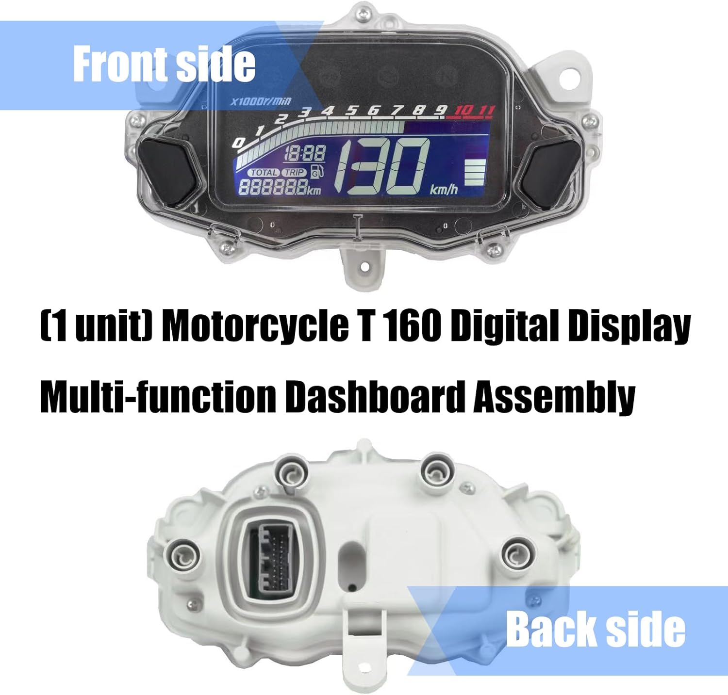 160 2015-2022モーターサイクルデジタルディスプレイタコメーター交換速度計リアルタイムオートバイRPM/スピードディスプレ