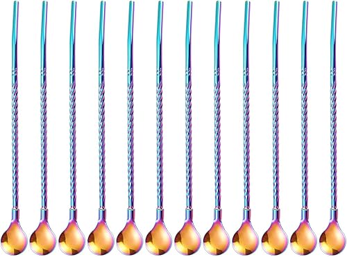 Sunwinc - Pajitas de metal reutilizables para cucharas al por mayor, 8.5 in de acero inoxidable para bebidas al por mayor, pajitas SpoonYerba Mate