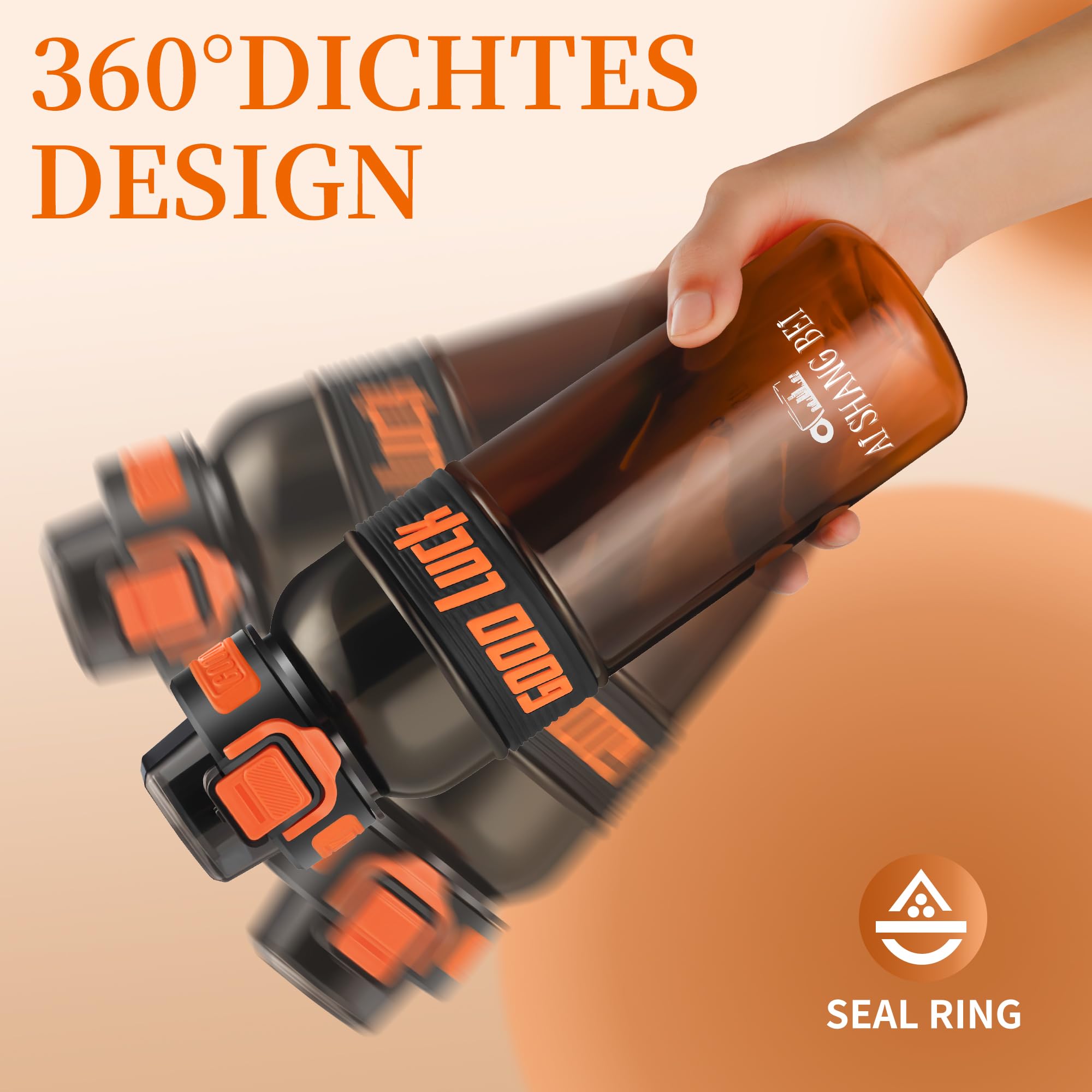 YC Kitchen Borraccia Sportiva Motivazionale 1L - Borraccia 1 litro, Bottiglia d'acqua Sportiva con paglia e trasporto cinghia