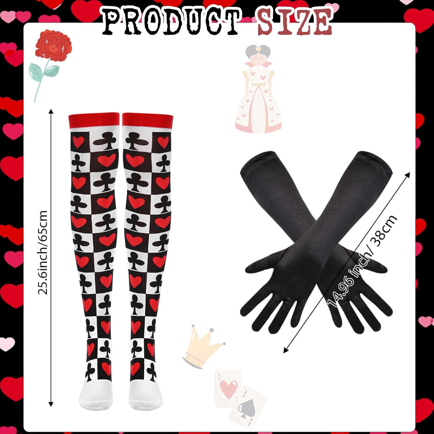 8 Pcs Queen Costume Include Crown Headband,Tutu Skirt,Socks,Gloves,Earrings,Wand and Stickers for Women Halloween Party Dress Up - Image 5