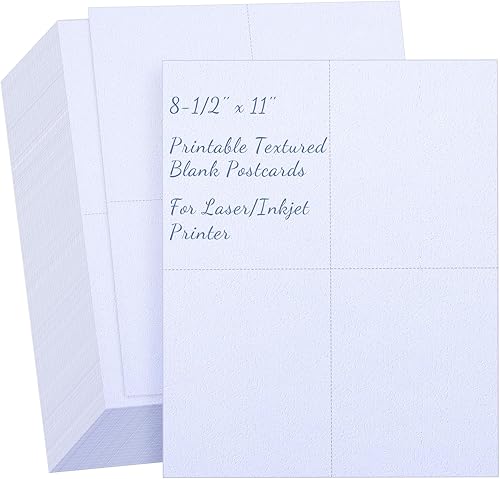Satinior 400 tarjetas postales para impresoras láserinyección de tinta de 8-12 x 11, 4 por página, tarjetas de visita imprimibles en blanco con
