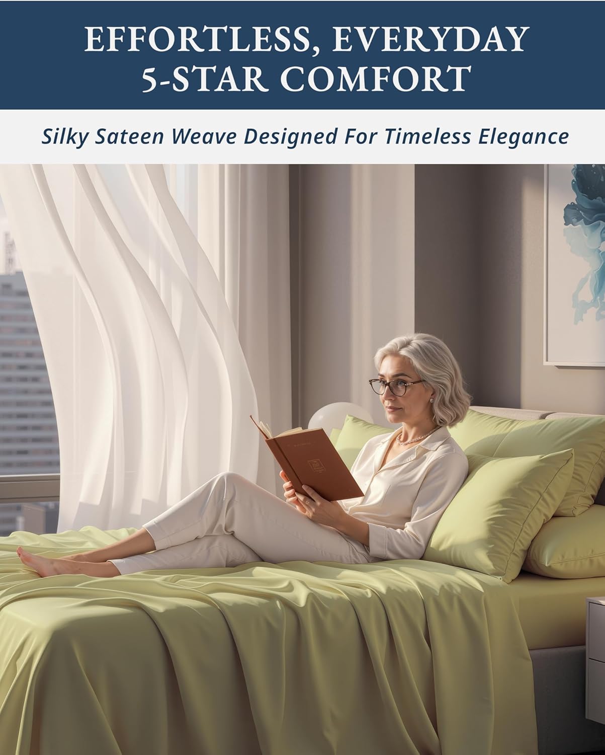 100% Egyptian Cotton Queen Bed Sheet Set – 4 Piece Queen Sheets Set, Breathable & Fade Resistant, Silky Sateen Weave for Winter Comfort, Ultra-Soft Hotel Luxury Bedding with 15" Deep Pocket - Seafoam - Image 5