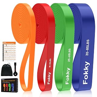Resistance Bands Widerstandsbänder Set, 4 Stufen Fitnessbänder mit Türanker/Übungsposter/Tragetasche, Klimmzug Bänder für Stretching, Krafttraining, Crossfit, Muskelaufbau, Heimtraining, Klimmzughilfe - Amazon product rated Grade A
