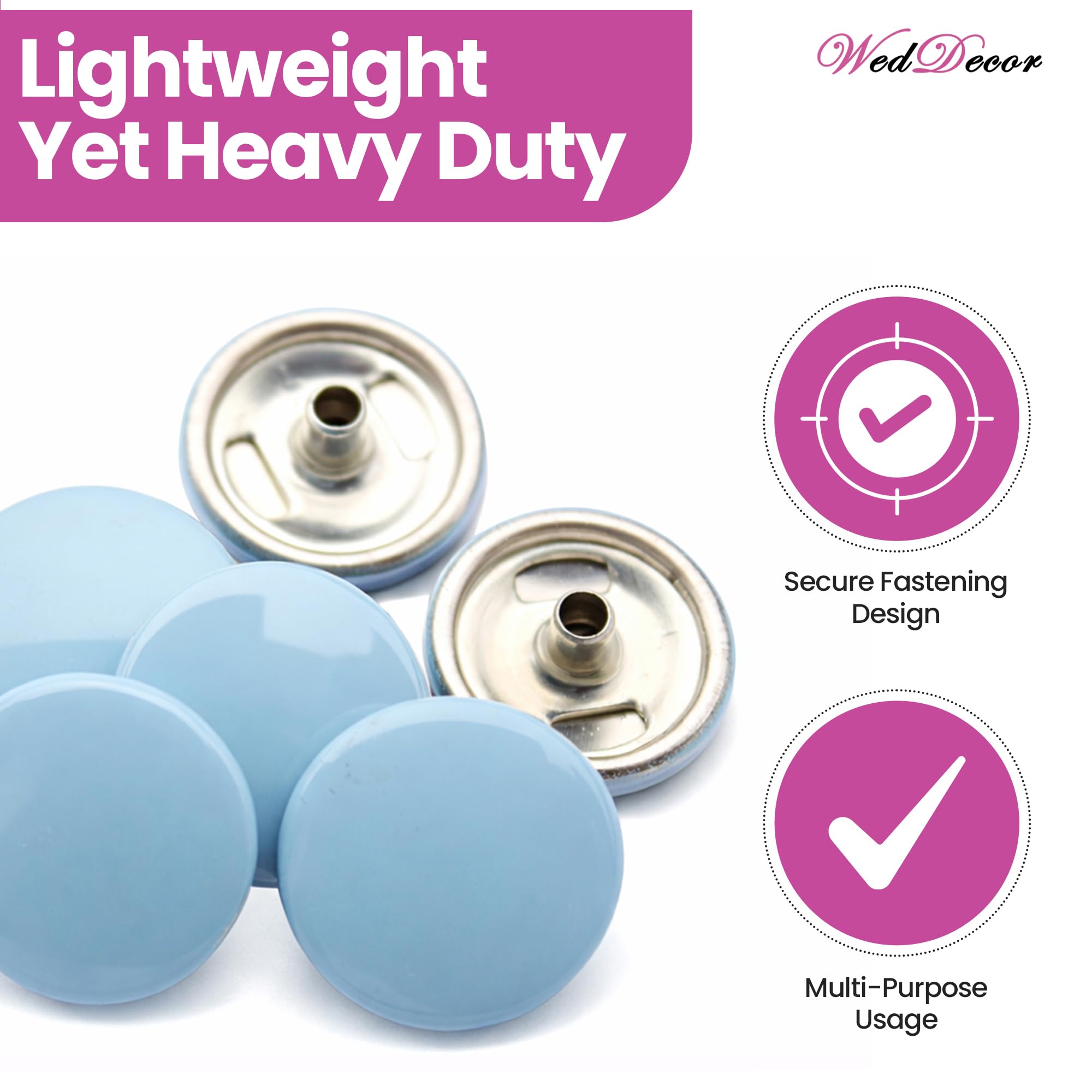 Weddecor Beige 15mm Botones a Presión Metal Resistente Níquel Libre Poppers 4 Partes Cierres Remaches Botón con 3 Set Mano Fijación Herramienta para Cuero Manualidades Chaquetas Bolsas Tiras Jeans -