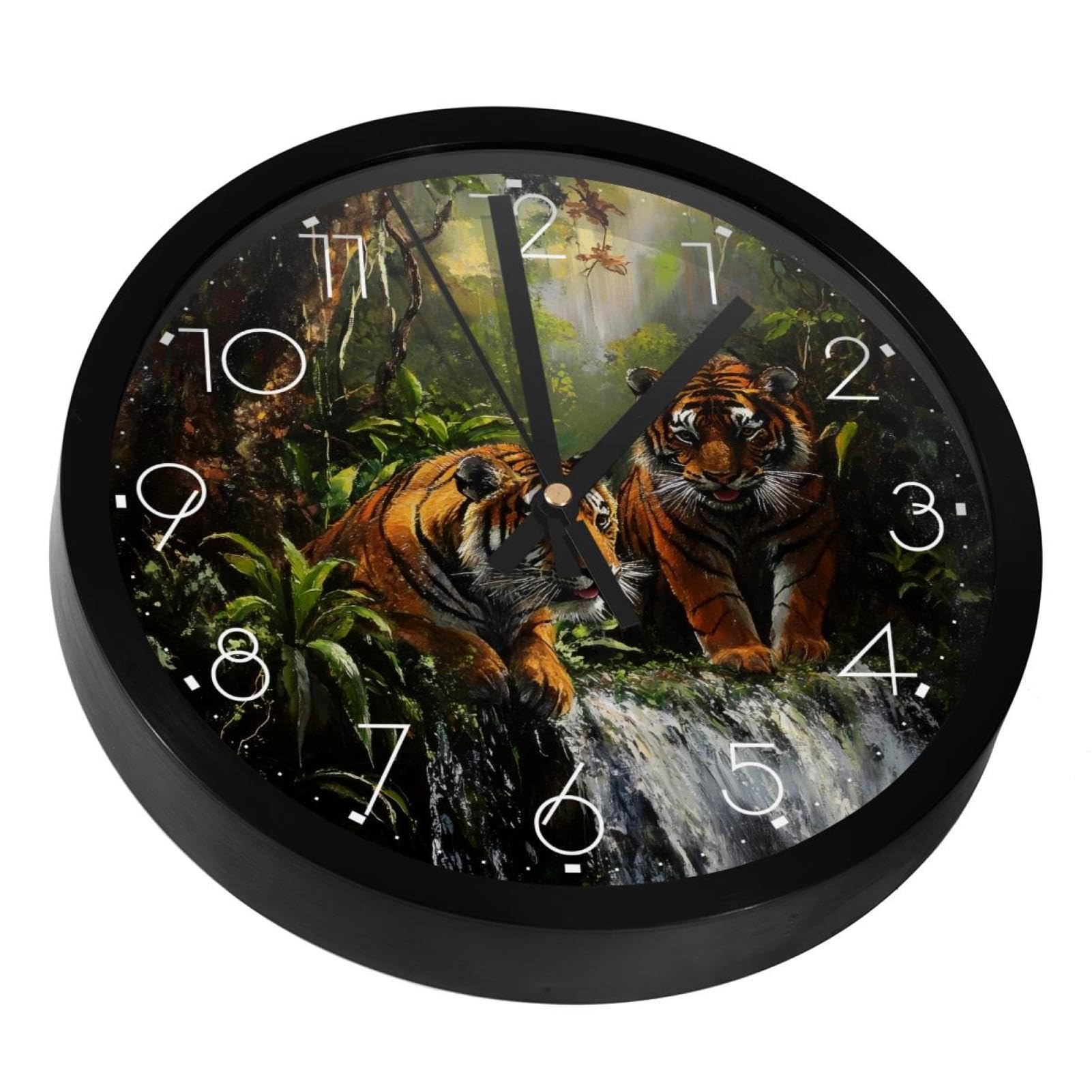 Horloge murale silencieuse anti tic-tac tigre pour dormir et travailler