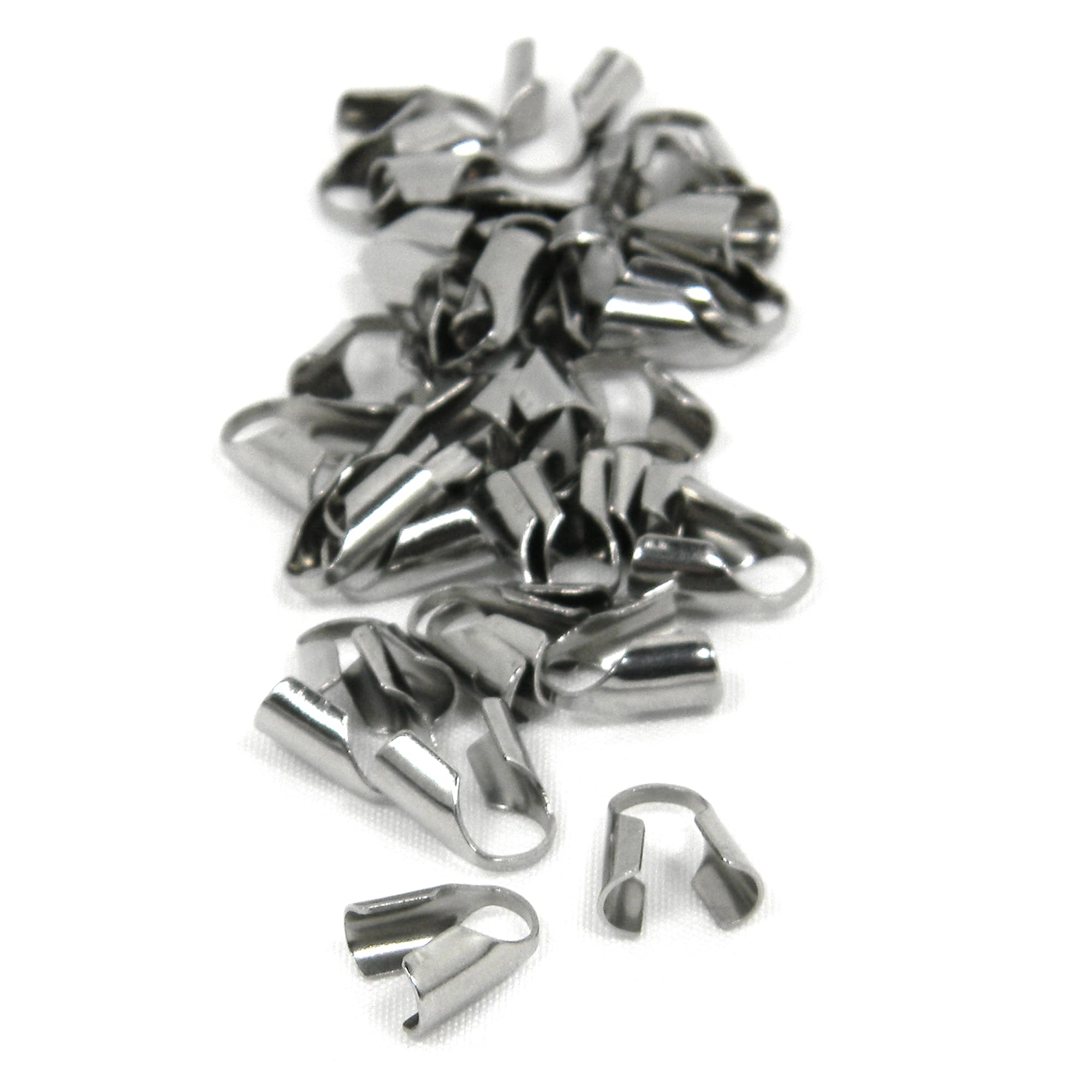 30 Hypoallergenic Stainless Steel Silver Jewelry Cord End Findings for Thick 4mm 5mm Cording