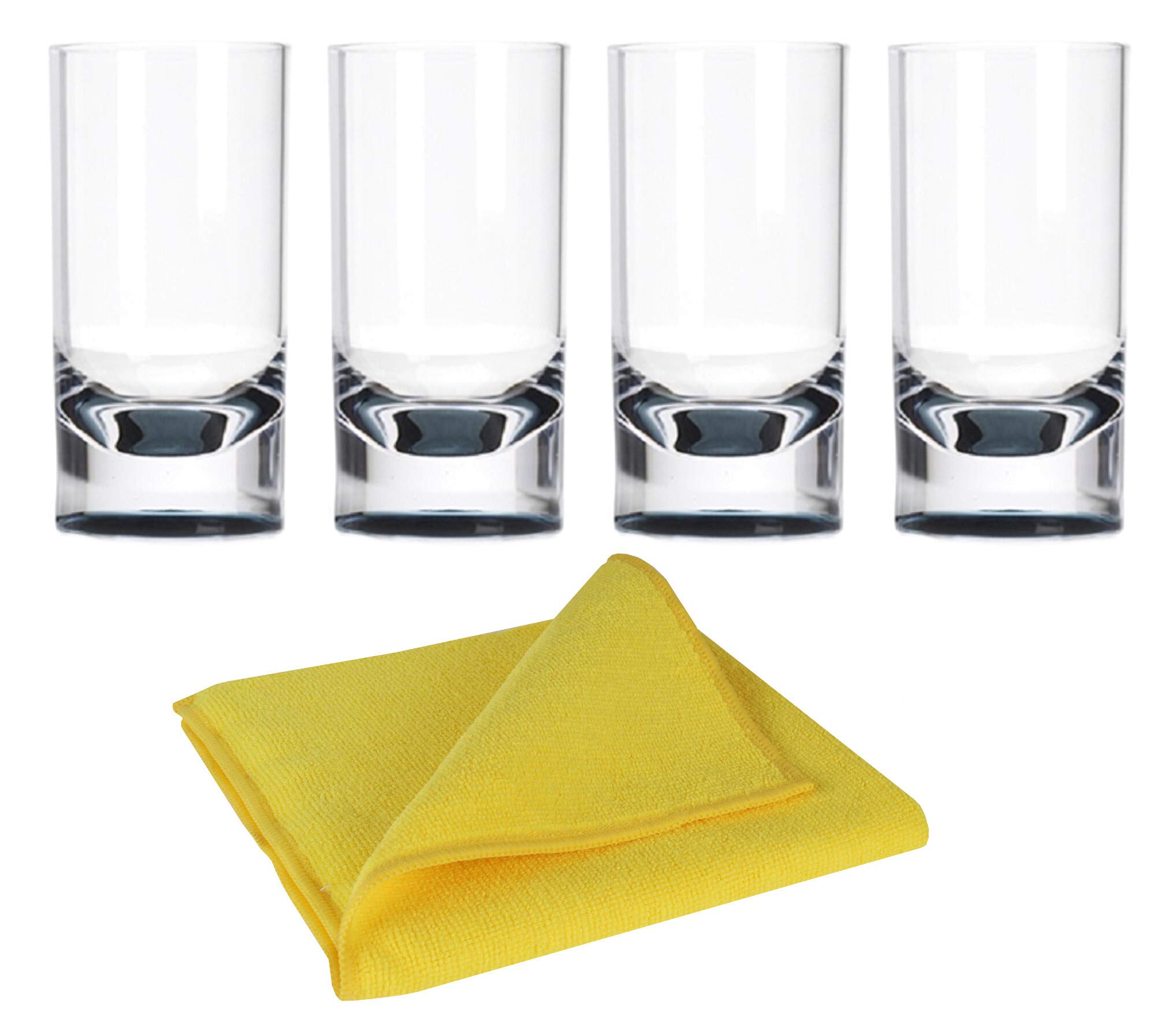 Moritz Lot De 4 Verres En Acrylique 410 Ml + 4 Chiffons En Microfibre Pour Le Camping Jaune Verre Pour L'eau Cocktail UVM Cuisine De Camping